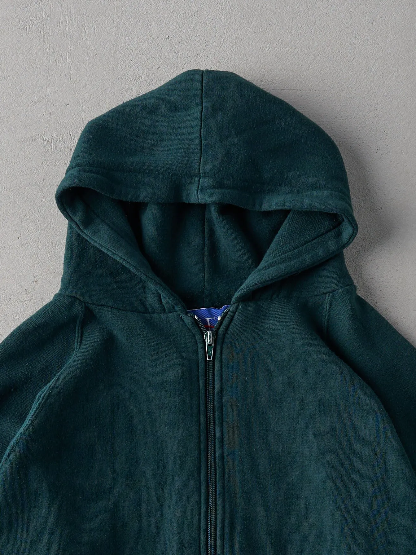 Vintage 80s Forest Green Blank Zip Up Hoodie (M) sold by Rebalance Vintage product image thumbnail 2