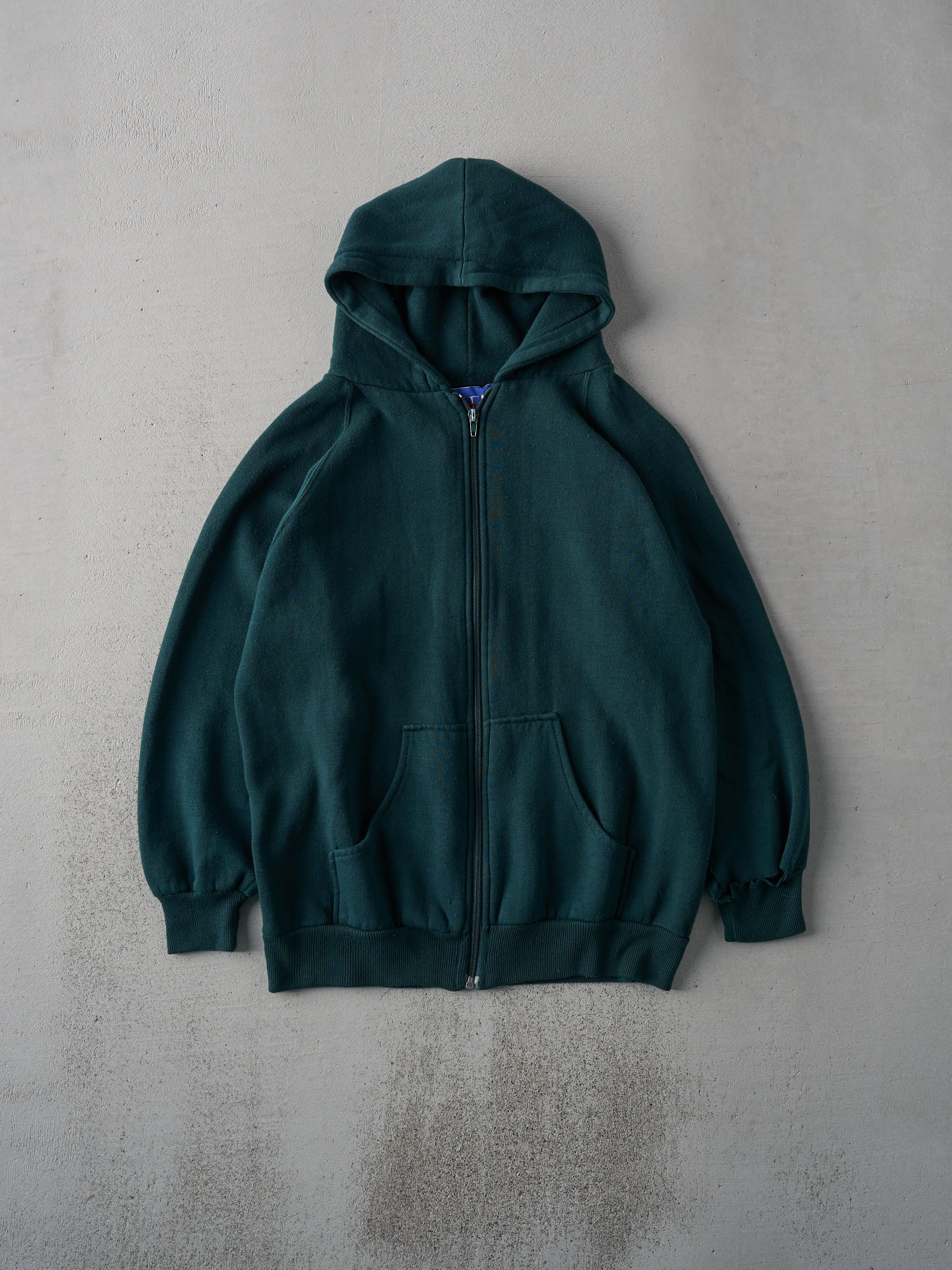 Vintage 80s Forest Green Blank Zip Up Hoodie (M) sold by Rebalance Vintage