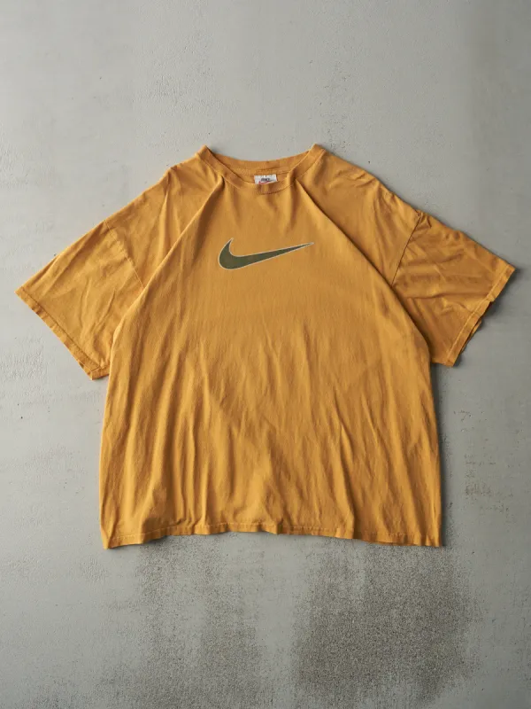 Vintage 90s Yellow Nike Swoosh Tee (L) sold by Rebalance Vintage