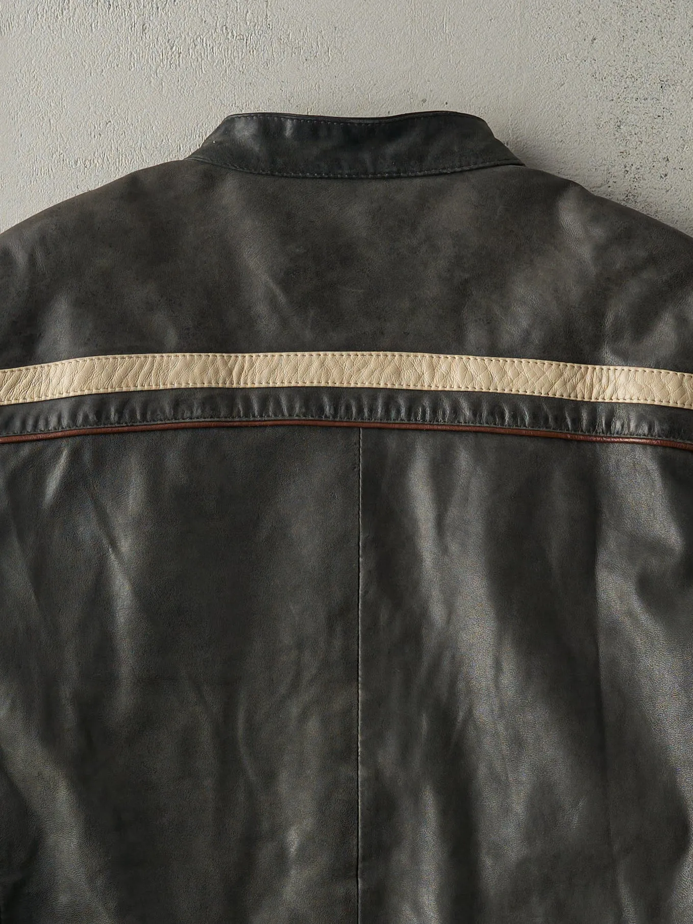 Vintage Y2K Grey and Beige Danier Leather Jacket (S/M) sold by Rebalance Vintage product image thumbnail 4