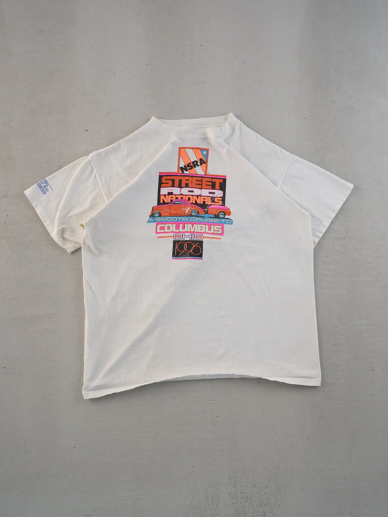 Vintage 96' White Single Stitched NSRA Street Rod Nationals Ohio Graphic Tee (L) sold by Rebalance Vintage