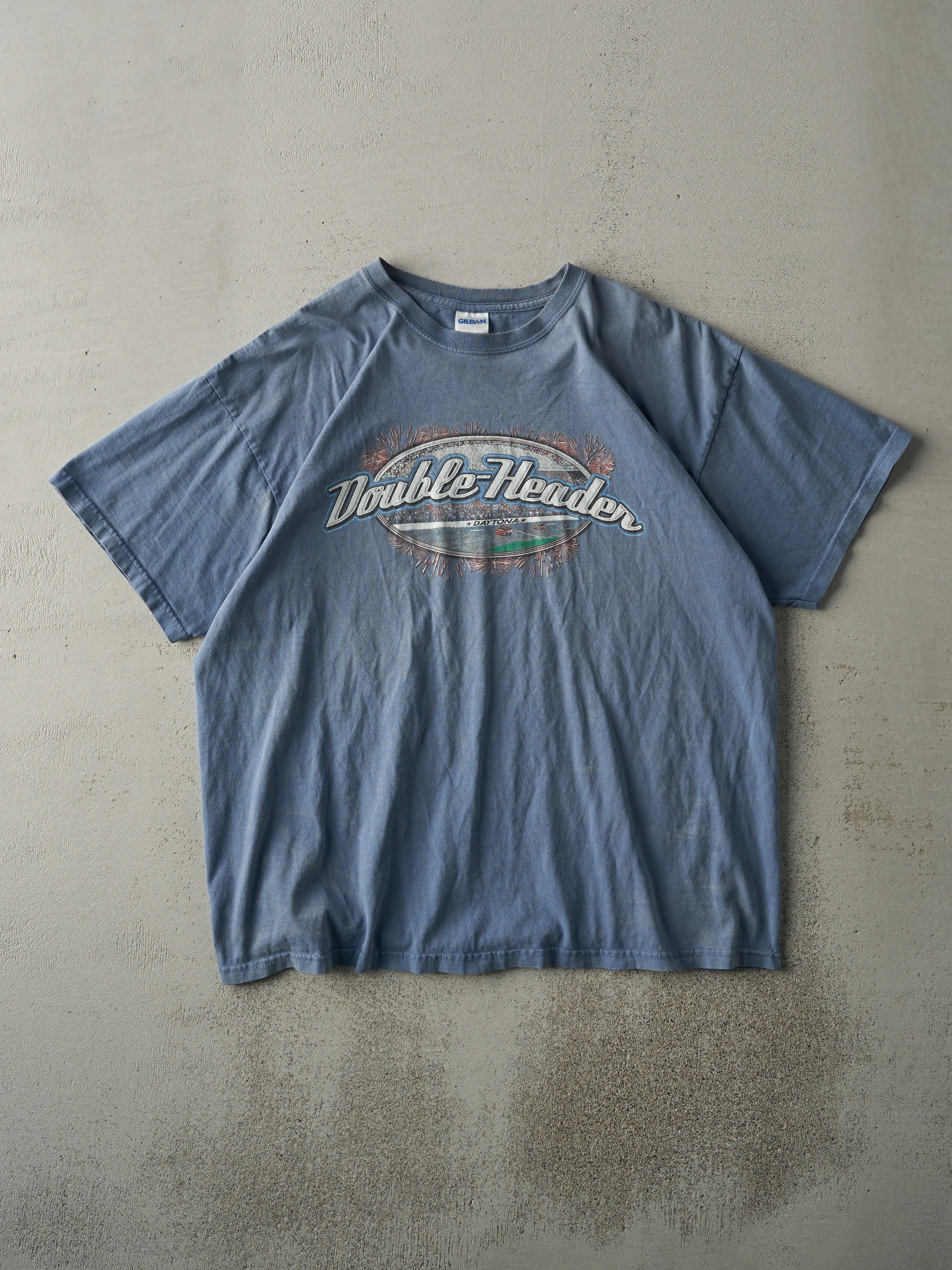 Vintage 07' Slate Blue Nascar Double-Header Racing Tee (L) sold by Rebalance Vintage