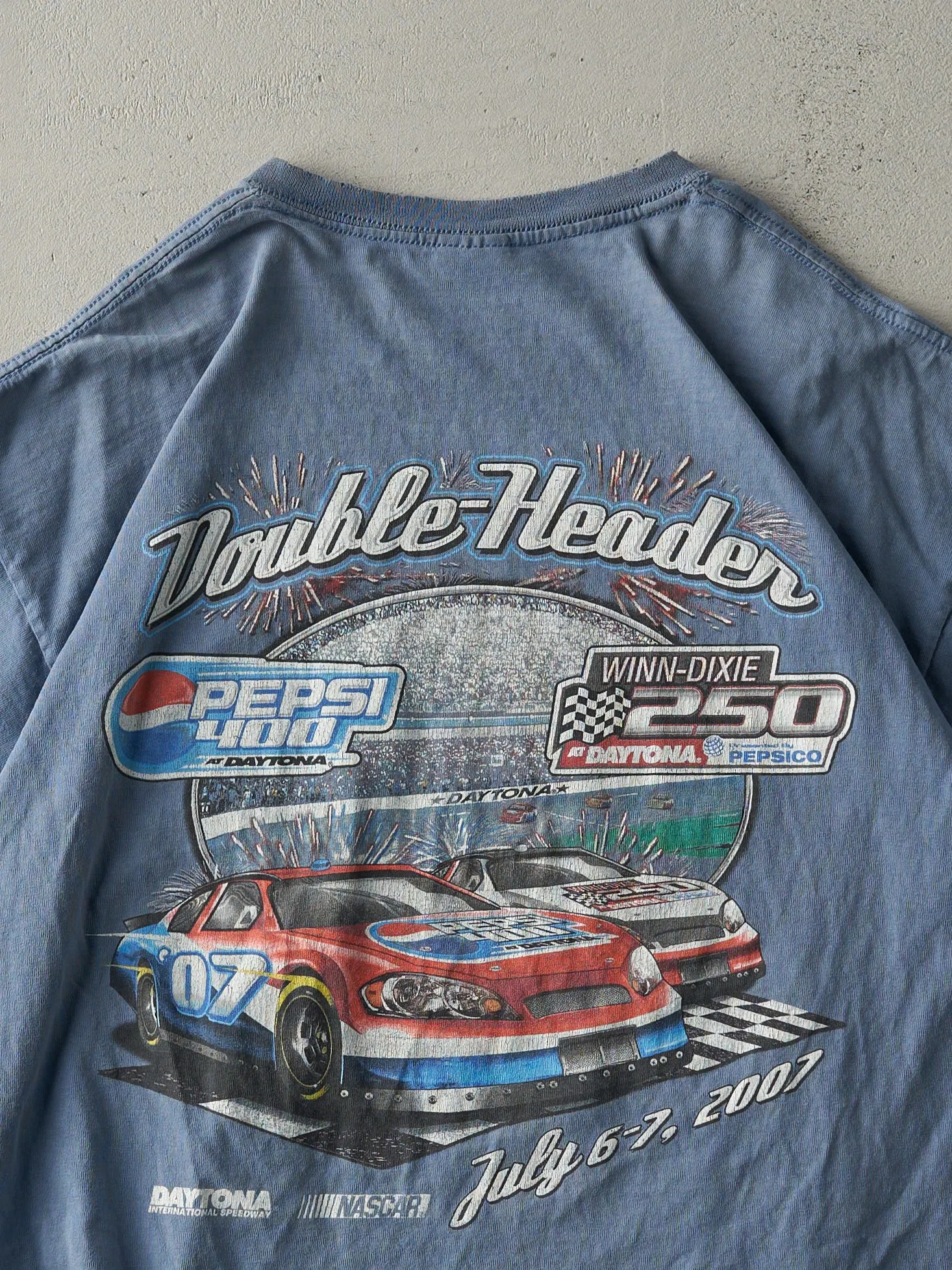 Vintage 07' Slate Blue Nascar Double-Header Racing Tee (L) sold by Rebalance Vintage product image thumbnail 4