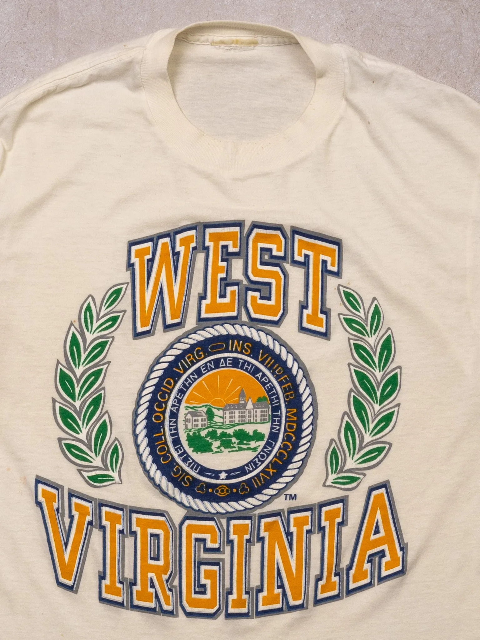 VIntage White West Virginia SIngle Stitch Tee (S) sold by Rebalance Vintage product image thumbnail 3