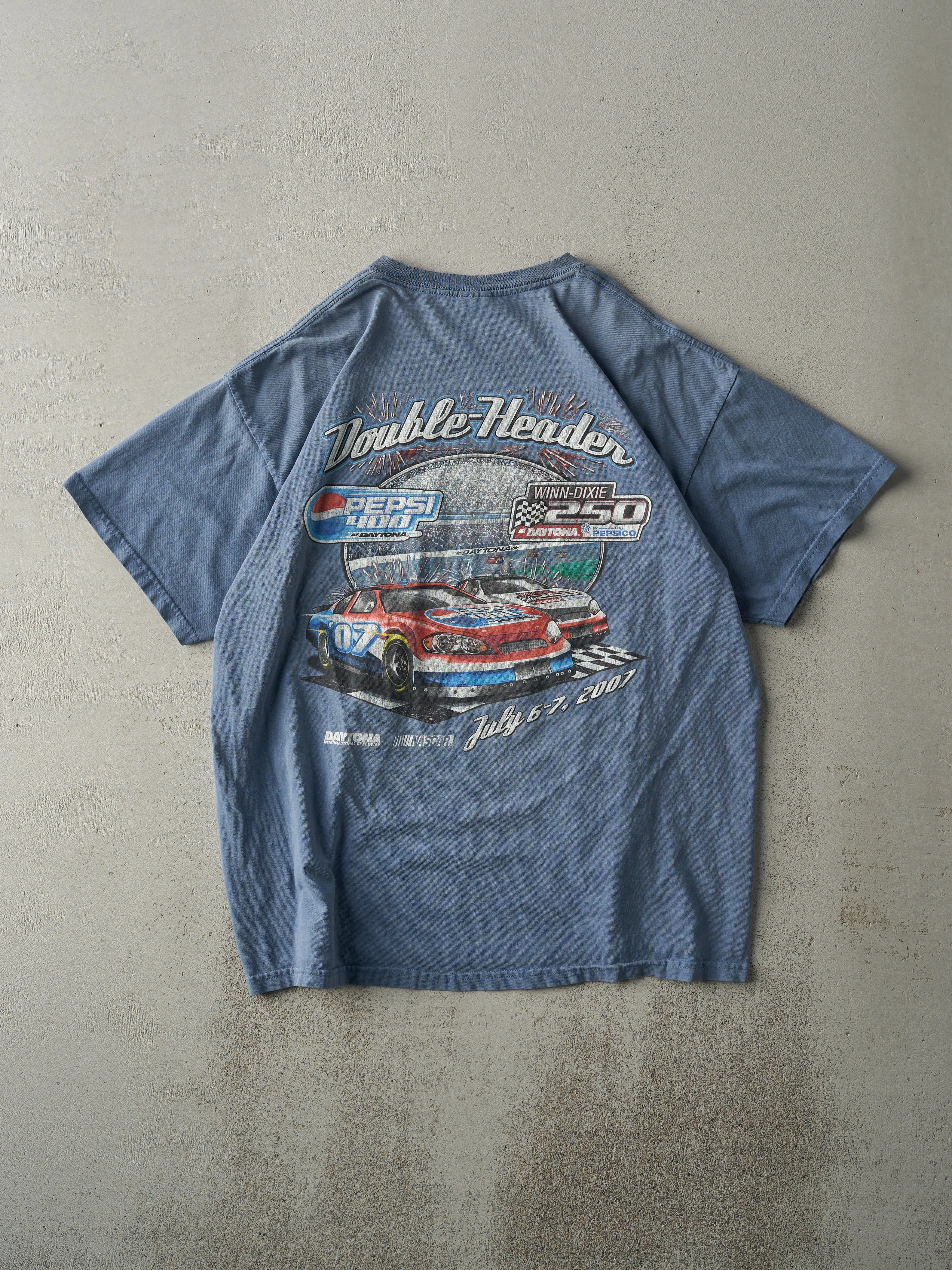 Vintage 07' Slate Blue Nascar Double-Header Racing Tee (L) sold by Rebalance Vintage product image thumbnail 2