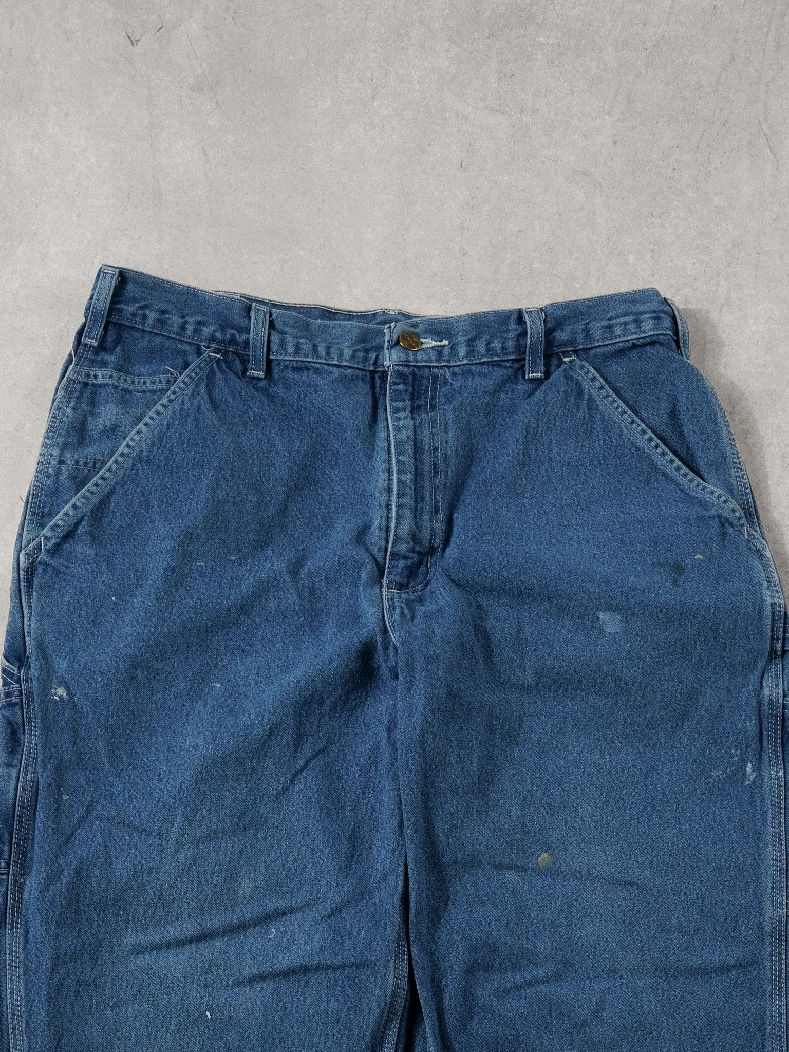 Vintage 90s Dark Blue Carhartt Denim Carpenter Pants (36x29) sold by Rebalance Vintage product image thumbnail 3