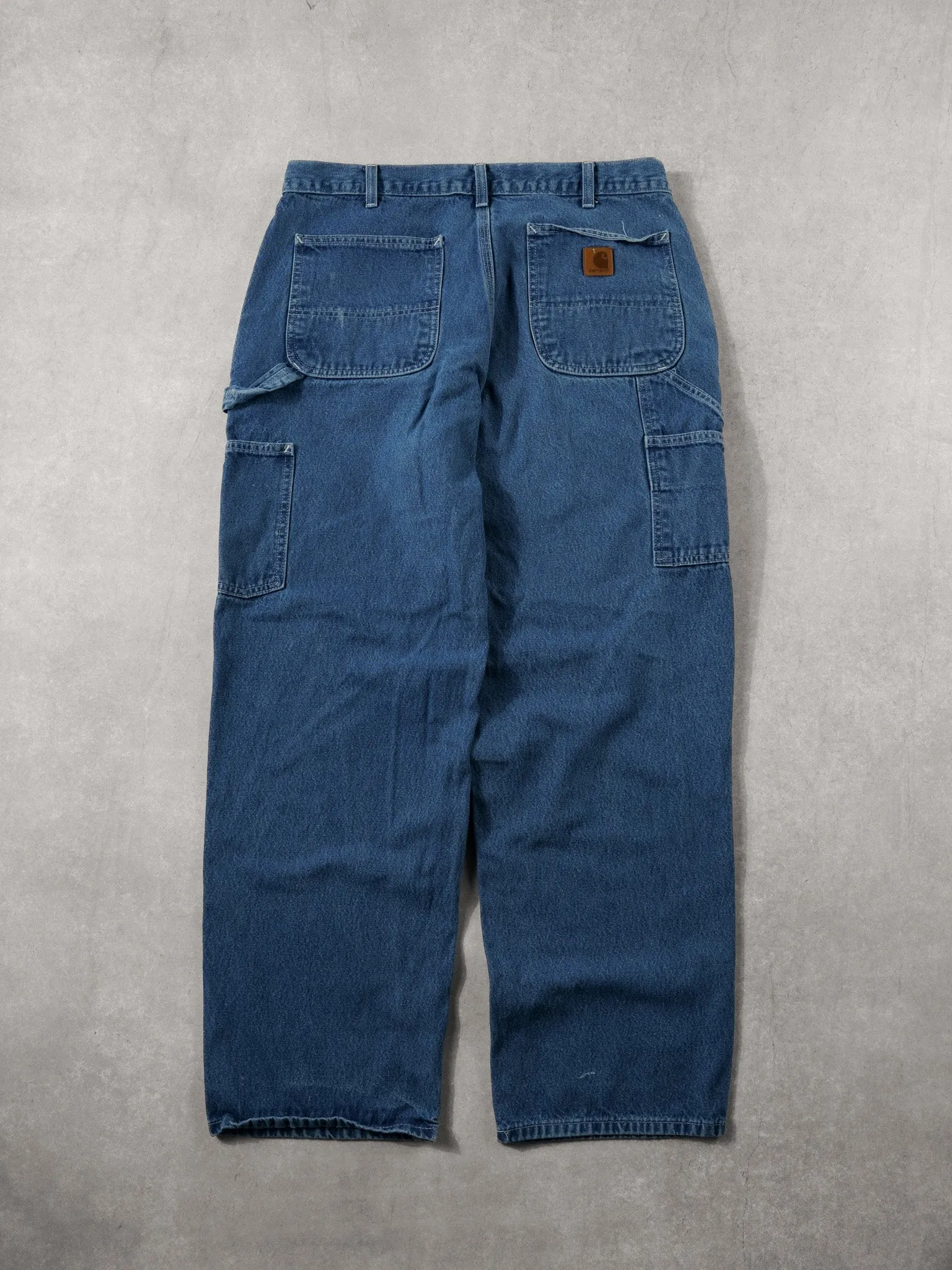 Vintage 90s Dark Blue Carhartt Denim Carpenter Pants (36x29) sold by Rebalance Vintage product image thumbnail 2