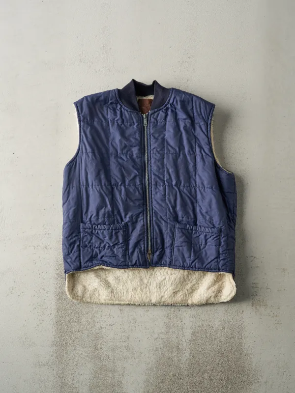 Vintage 80s Navy Blue Sherpa Lined Vest (S) sold by Rebalance Vintage