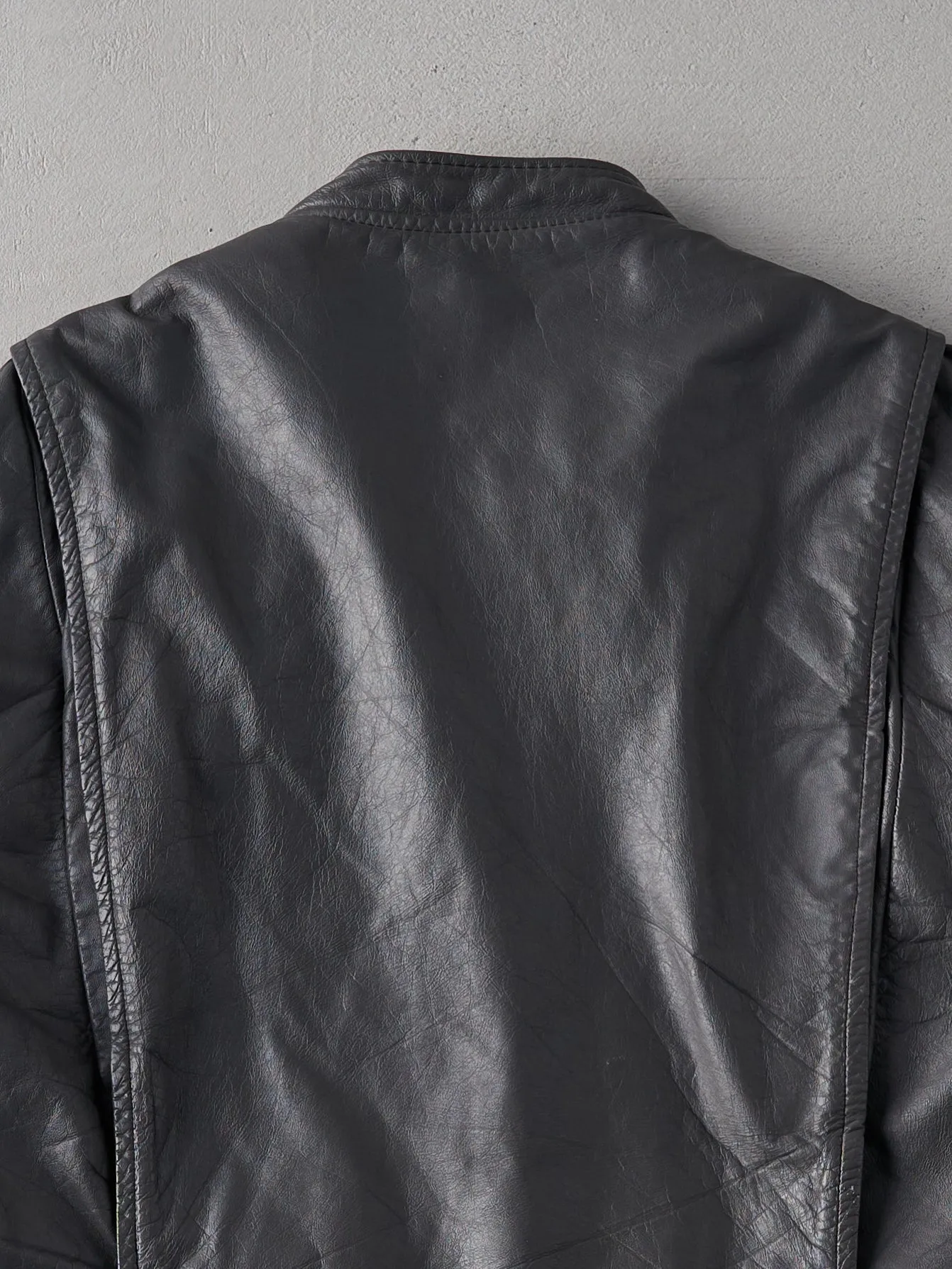 Vintage 90s Grey Brookes Leather Sportswear Biker Jacket (L/XL) sold by Rebalance Vintage product image thumbnail 4