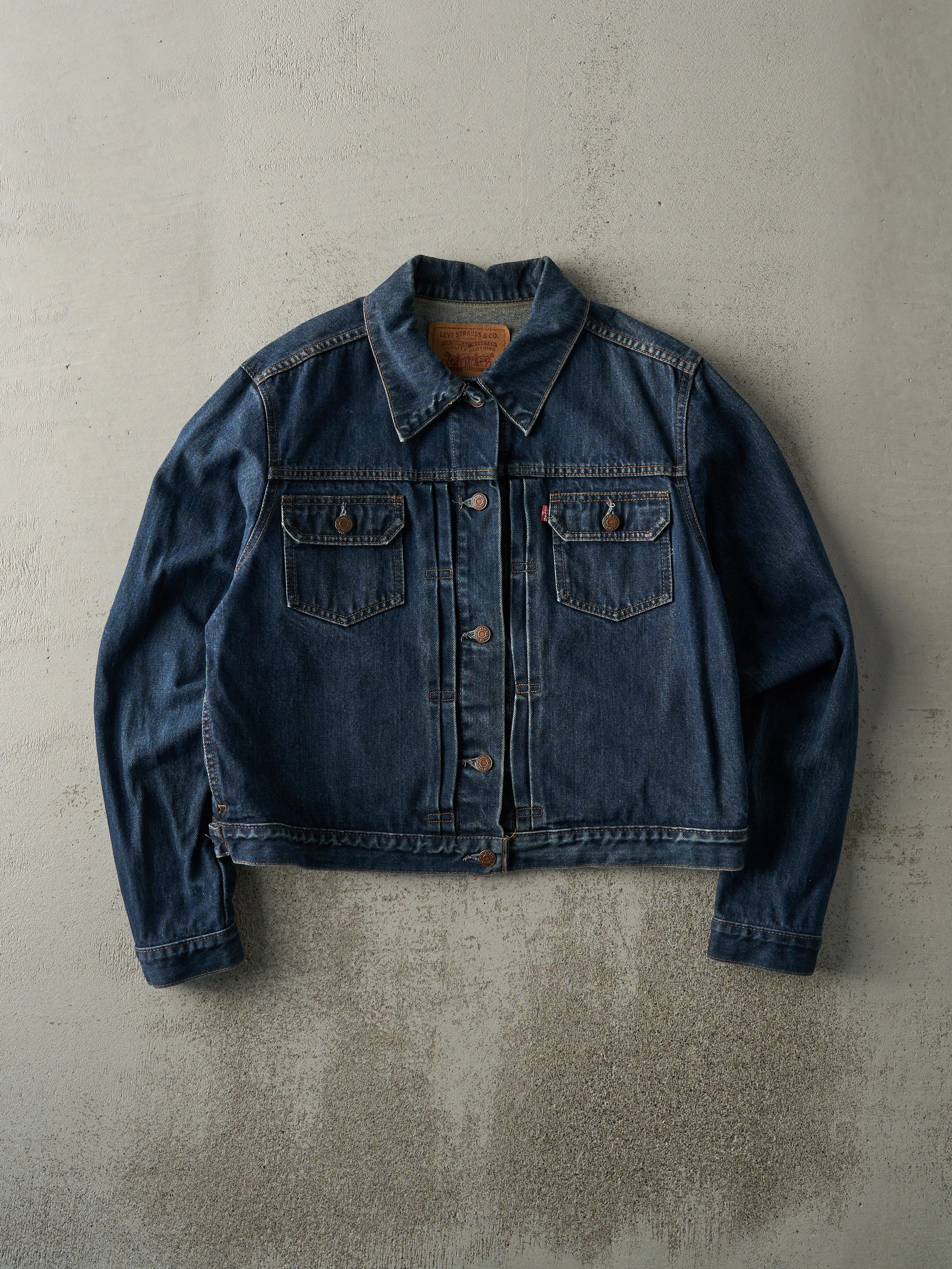 Vintage 90s Dark Wash Levi's Type 2 Remake Denim Jacket (M) sold by Rebalance Vintage