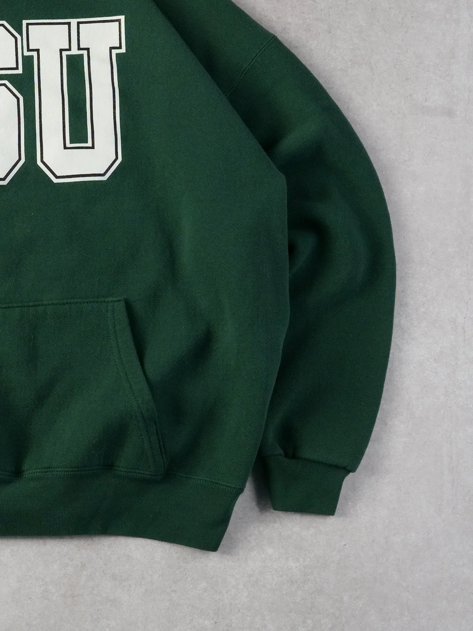 Vintage 90s Pine Green BSU Hoodie (L) sold by Rebalance Vintage product image thumbnail 3