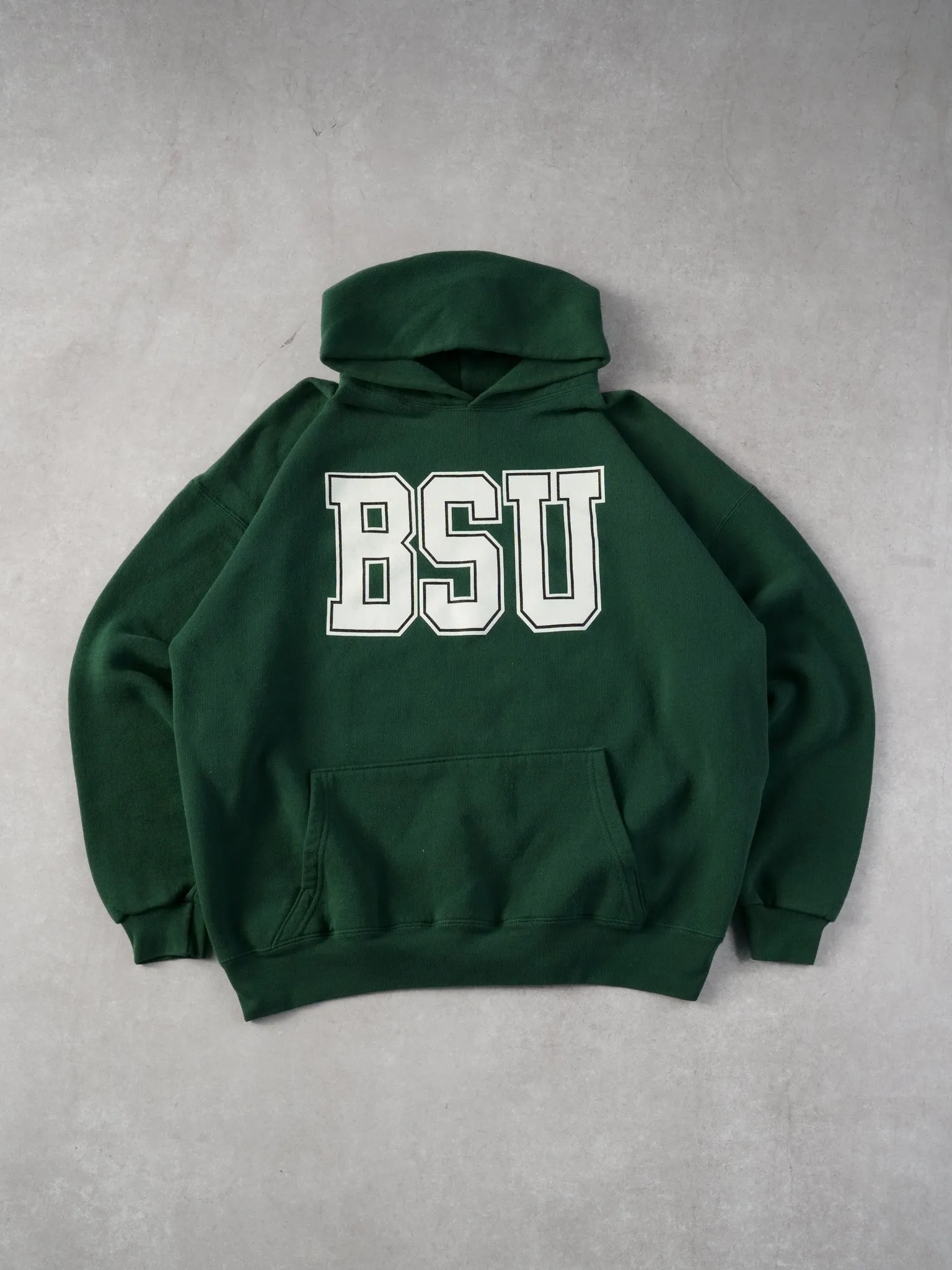 Vintage 90s Pine Green BSU Hoodie (L) sold by Rebalance Vintage