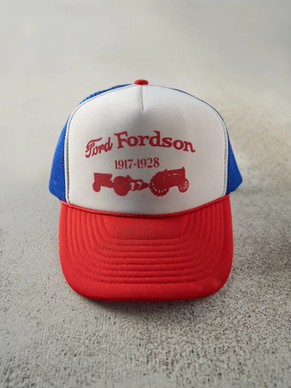Vintage 80s Blue, Red and White Ford Fordson Foam Trucker Hat sold by Rebalance Vintage