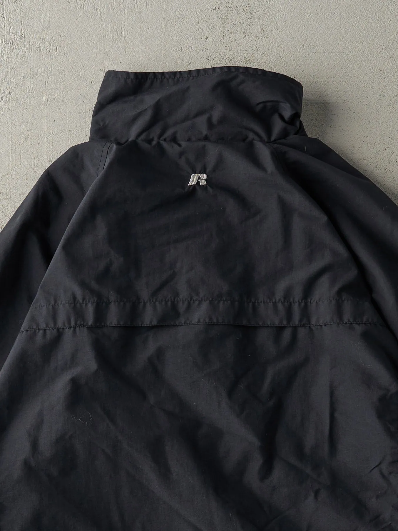 Vintage Y2K Black Russell Athletic Black Zip Up Windbreaker Jacket (L/XL) sold by Rebalance Vintage product image thumbnail 4