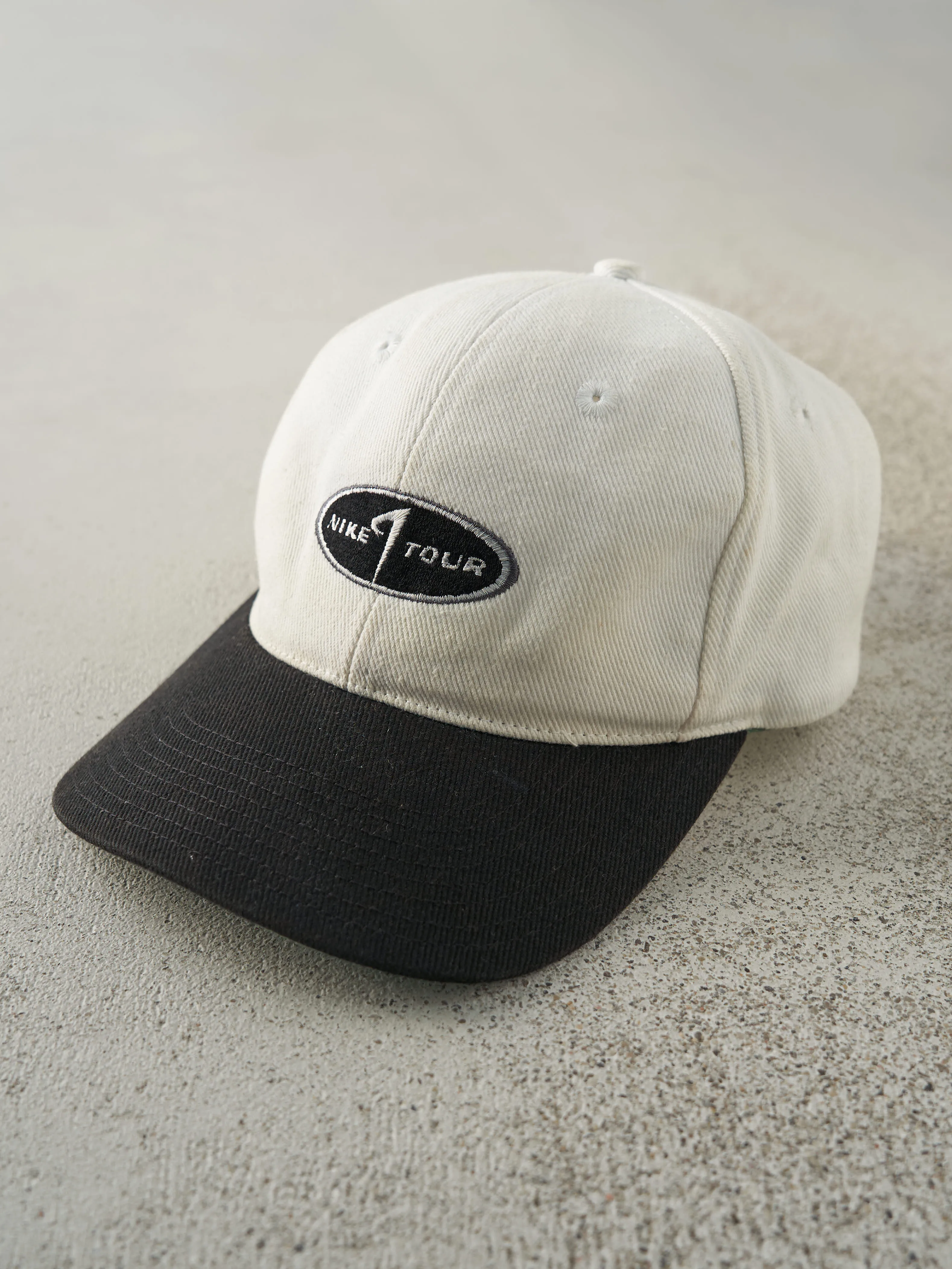 Vintage Y2K Beige & Black Nike Tour Golf Velcro Back Hat sold by Rebalance Vintage product image thumbnail 2