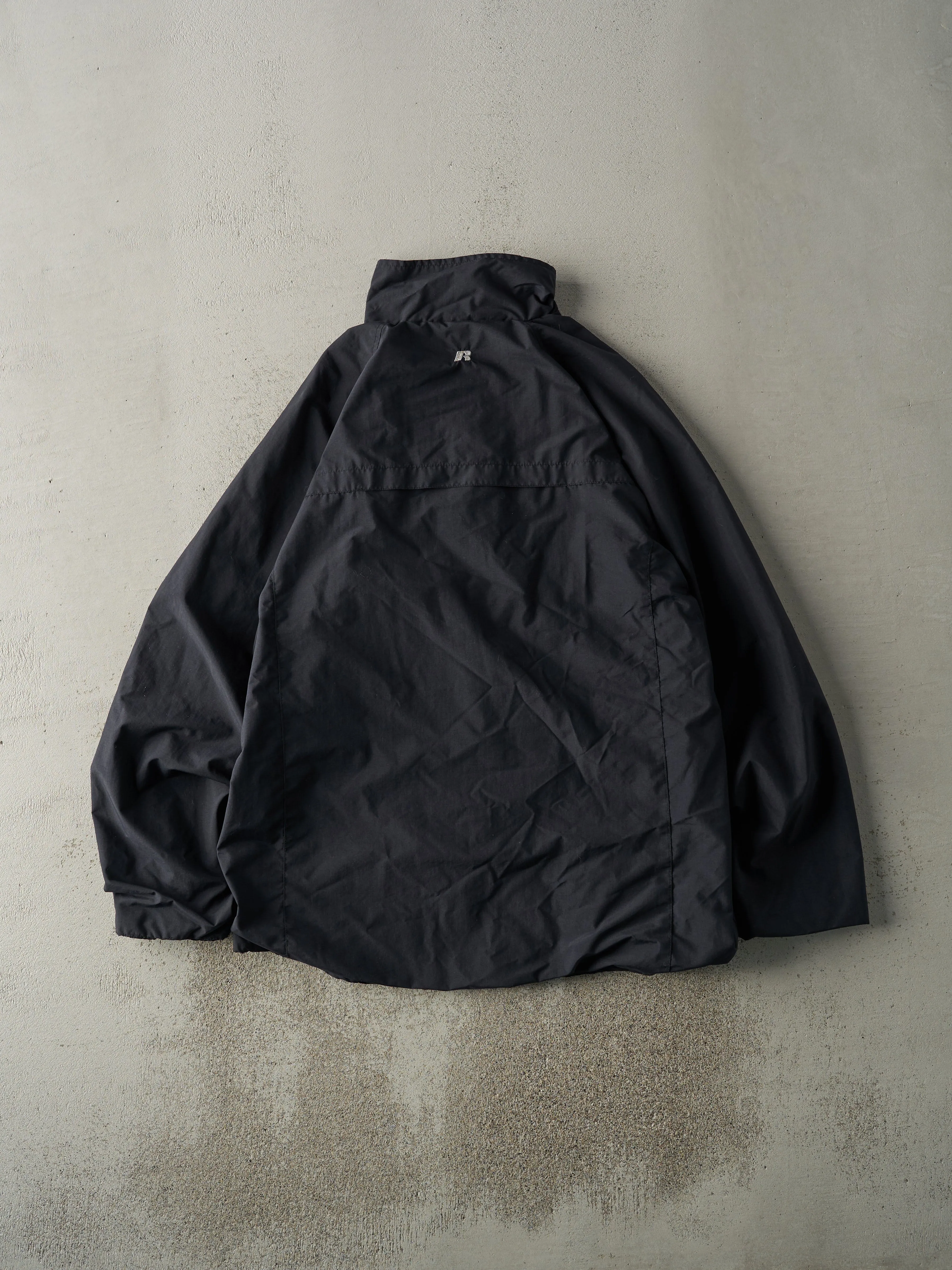 Vintage Y2K Black Russell Athletic Black Zip Up Windbreaker Jacket (L/XL) sold by Rebalance Vintage product image thumbnail 2