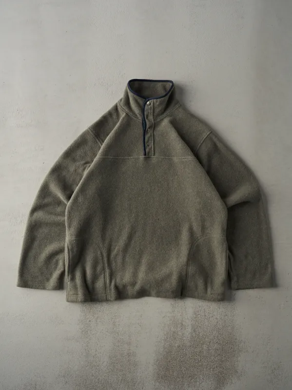 Vintage 90s Olive Green Quarter Button Fleece Sweater (L) sold by Rebalance Vintage