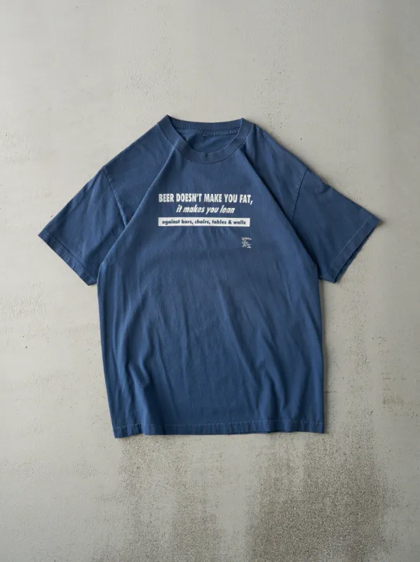 Vintage Y2K Navy Blue "Beer Doesn't Make You Fat" Tee (M) sold by Rebalance Vintage