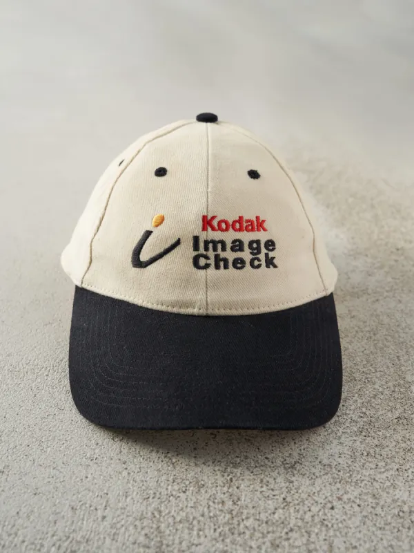 Vintage Y2K Beige & Black Kodak Embroidered Velcro Back Hat sold by Rebalance Vintage