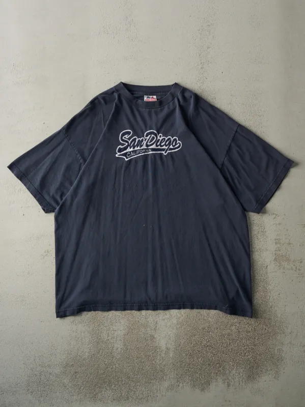 Vintage 90s Navy Blue Embroidered San Diego Tee (L/XL) sold by Rebalance Vintage
