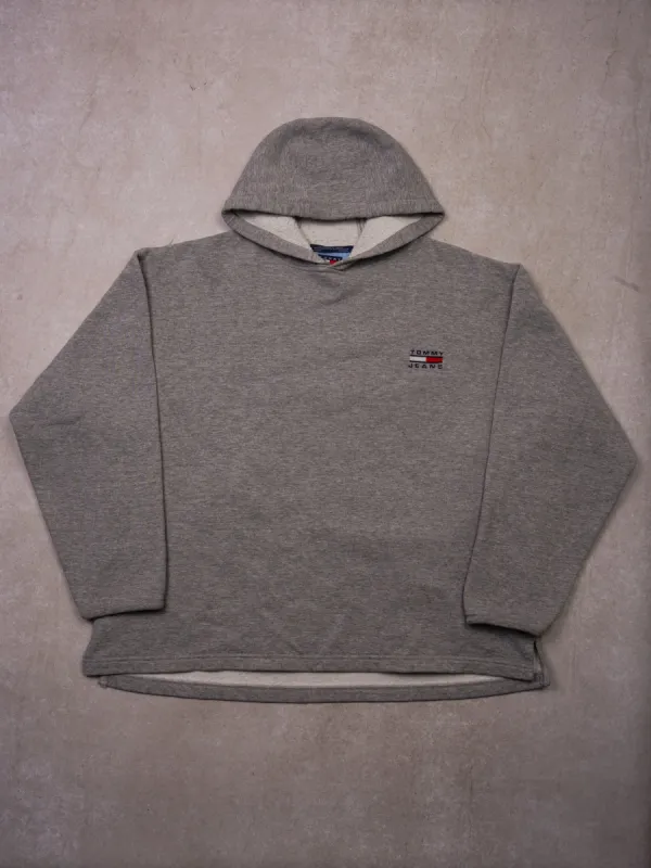Vintage 90s Grey Tommy Hilfiger ~ Tommy Jeans Fleece Lined Hoodie (L/XL) sold by Rebalance Vintage