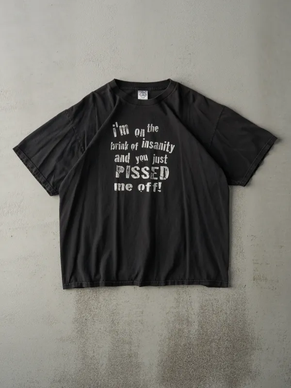 Vintage Y2K Faded Black "I'm On the Brink.." Slogan Tee (M/L) sold by Rebalance Vintage