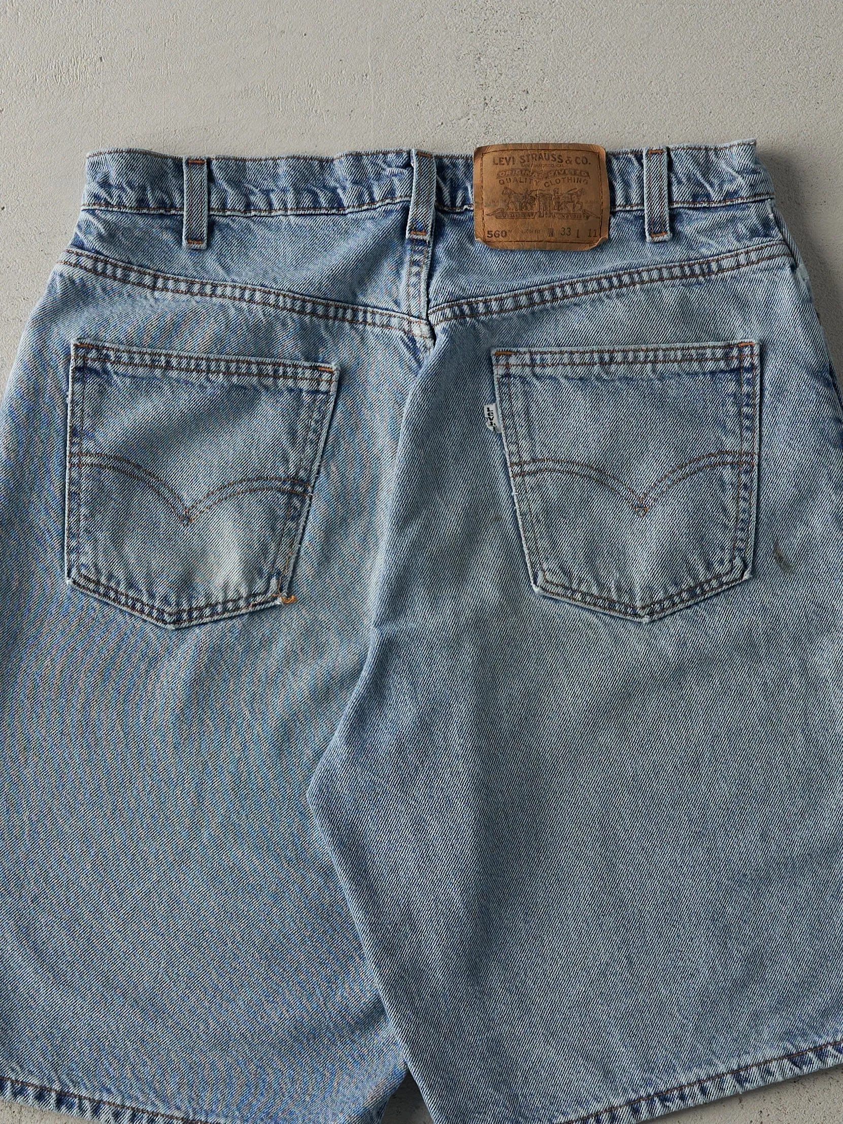 Vintage 80s Light Wash Levi's 560 Loose Fit White Tab Jean Shorts (33x10) sold by Rebalance Vintage product image thumbnail 5