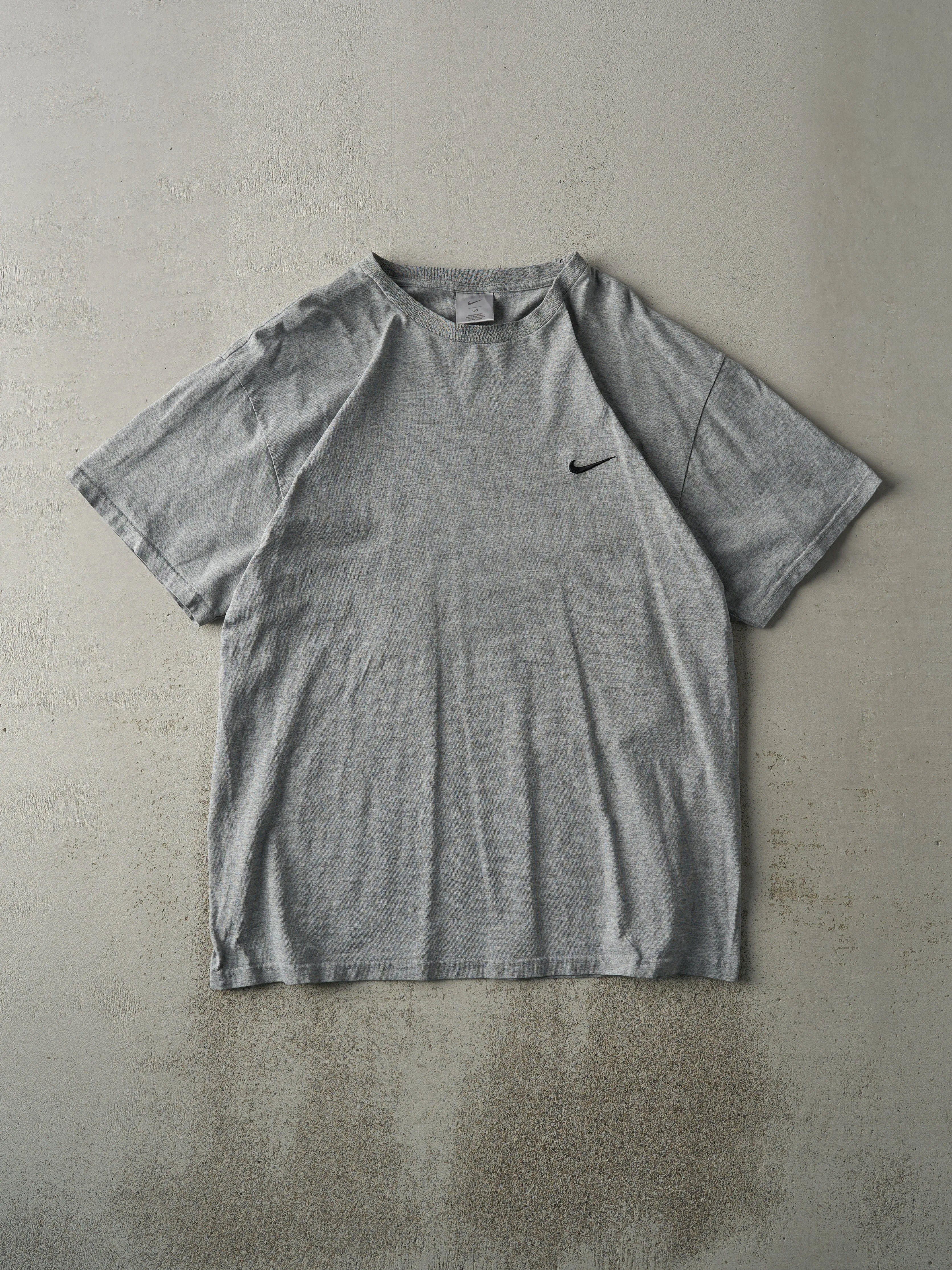 Vintage Y2K Grey Embroidered Nike Swoosh Tee (L) sold by Rebalance Vintage