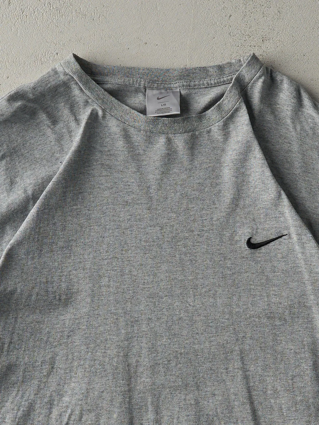 Vintage Y2K Grey Embroidered Nike Swoosh Tee (L) sold by Rebalance Vintage product image thumbnail 2