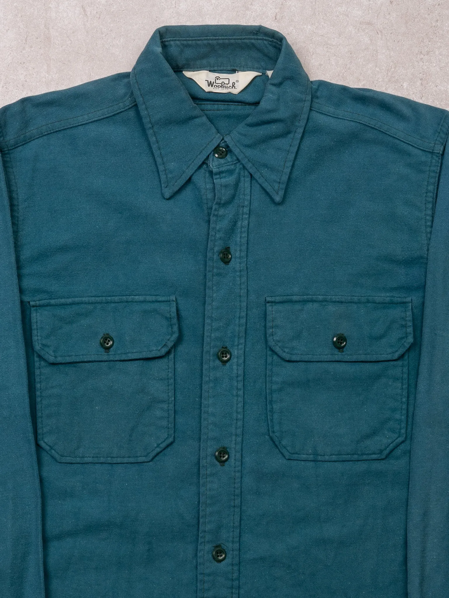 Vintage 70s Teal Woolrich Button Up (L) sold by Rebalance Vintage product image thumbnail 3