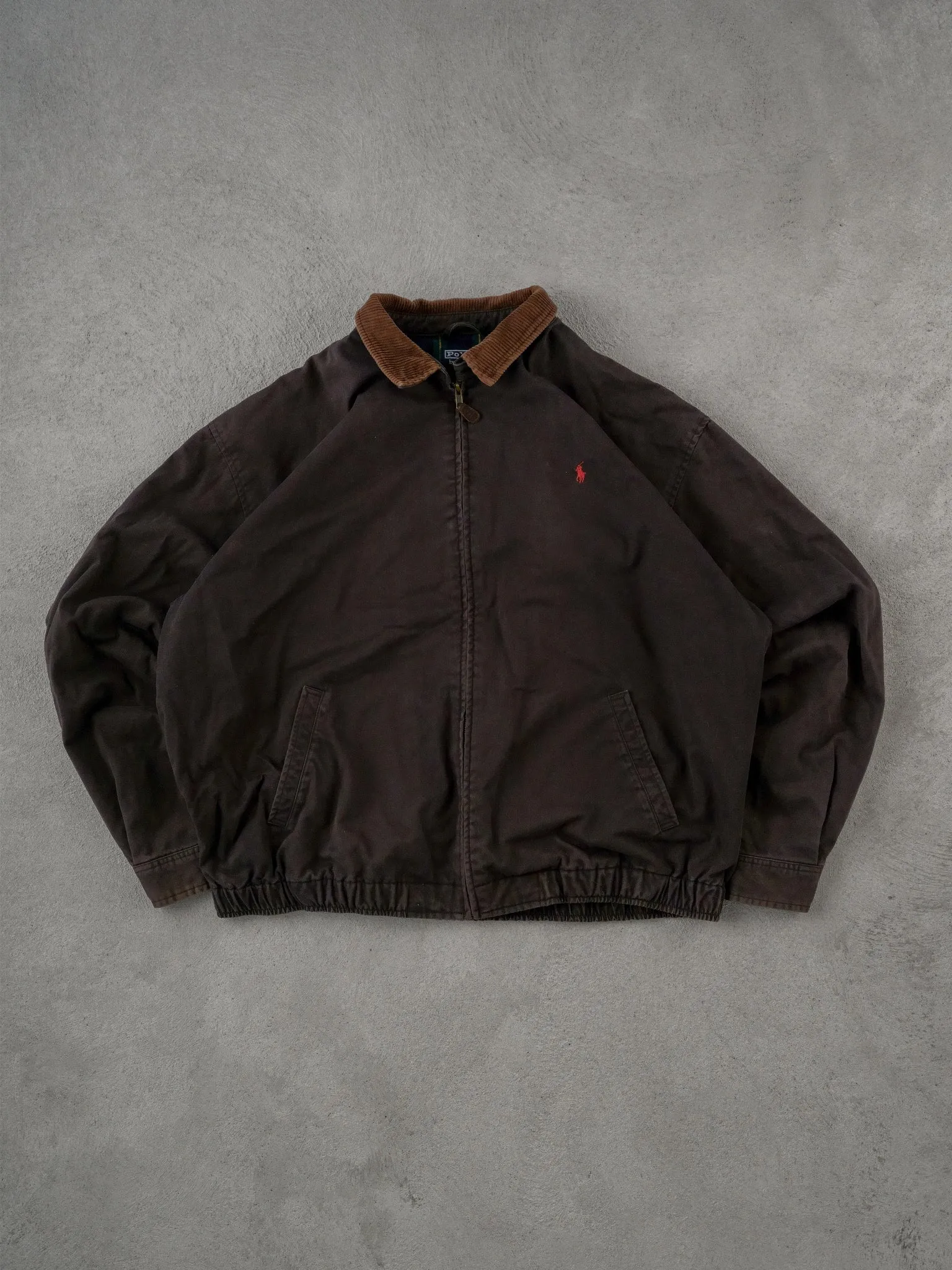 Vintage 90s Brown Polo By Ralph Lauren Collared Zip Up (XL/XXL) sold by Rebalance Vintage