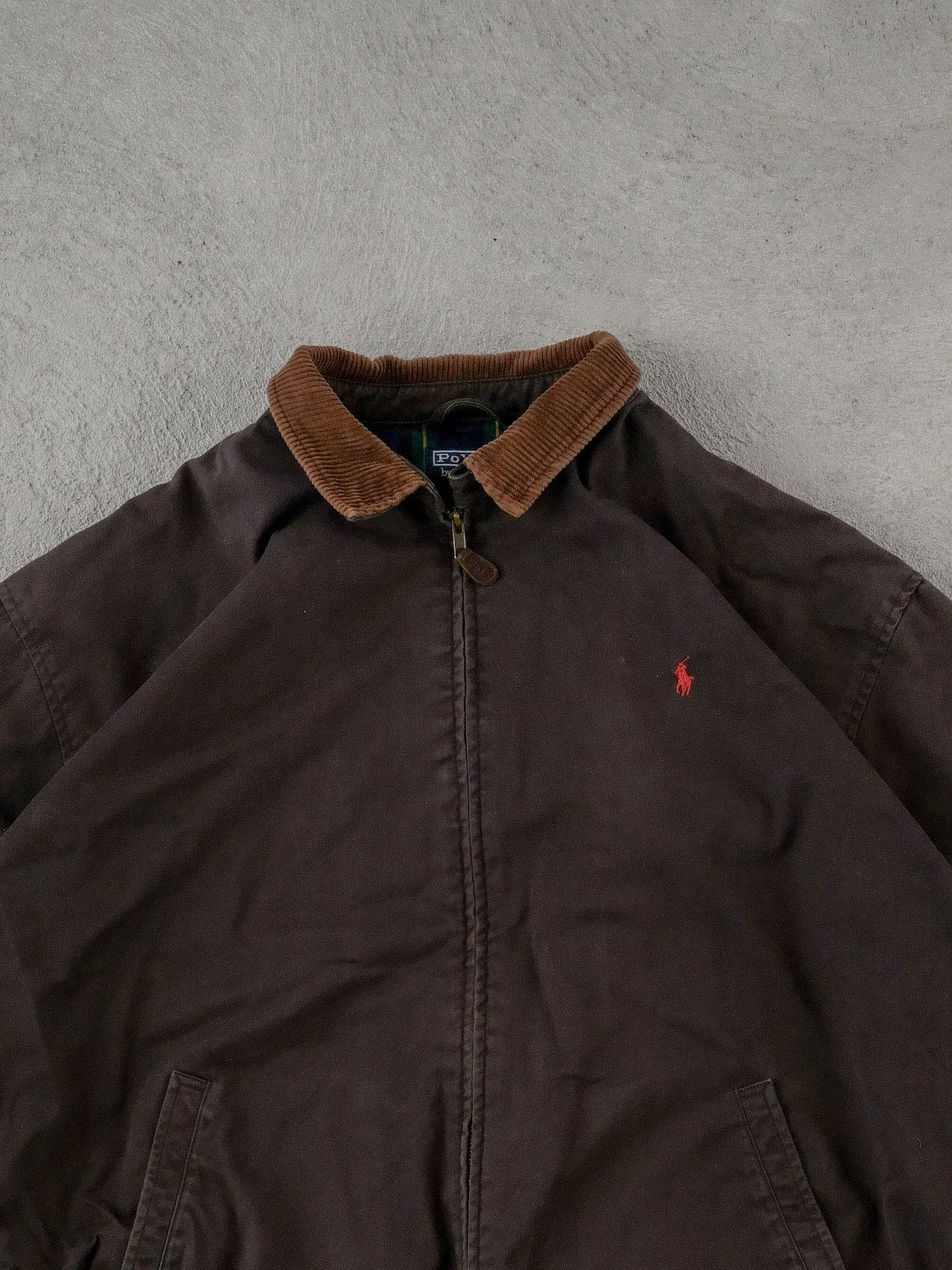 Vintage 90s Brown Polo By Ralph Lauren Collared Zip Up (XL/XXL) sold by Rebalance Vintage product image thumbnail 2