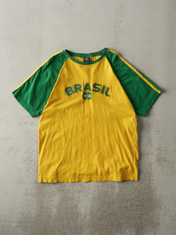 Vintage Y2K Yellow & Green Brasil Soccer Tee (M) sold by Rebalance Vintage