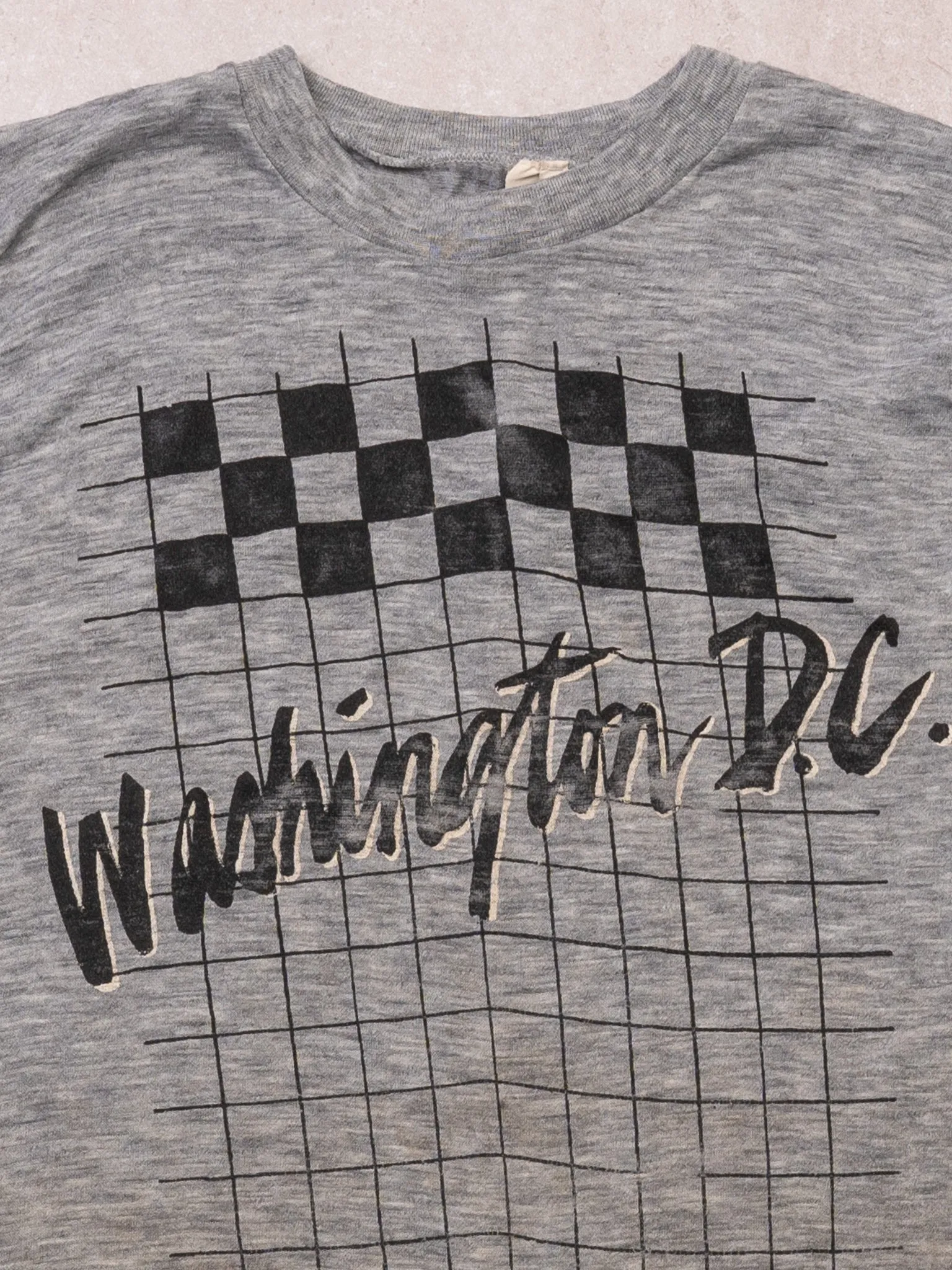 Vintage 80s Washington DC Checker Graphic Single Stitch Tee (S) sold by Rebalance Vintage product image thumbnail 2