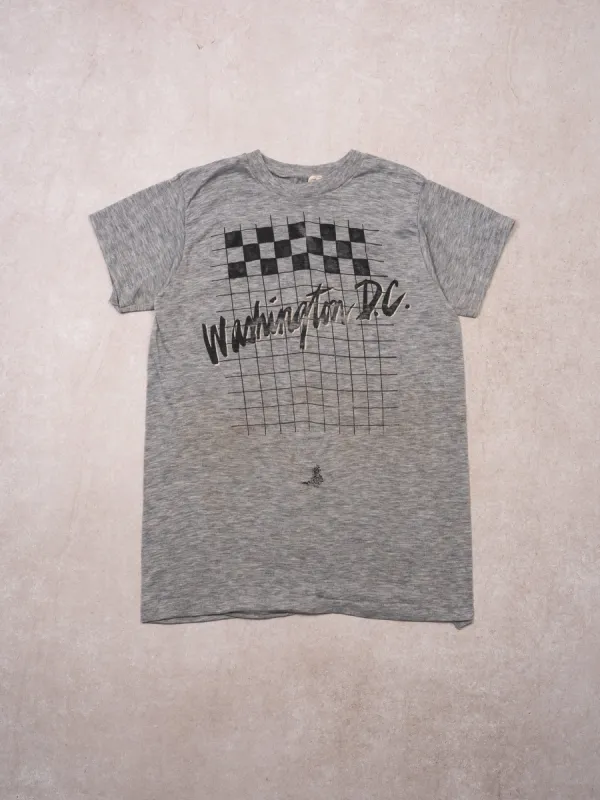 Vintage 80s Washington DC Checker Graphic Single Stitch Tee (S) sold by Rebalance Vintage