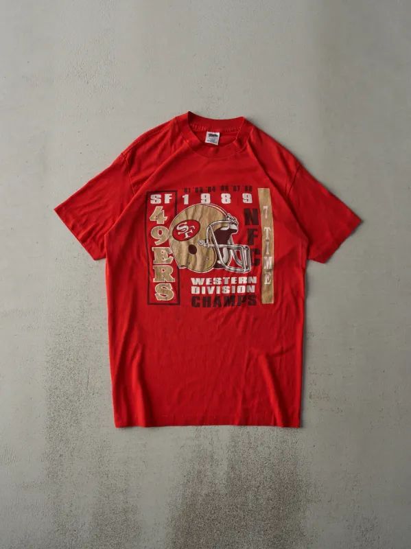 Vintage 89' Red San Francisco 49ers Western Division Champs Single Stitch Tee (S) sold by Rebalance Vintage