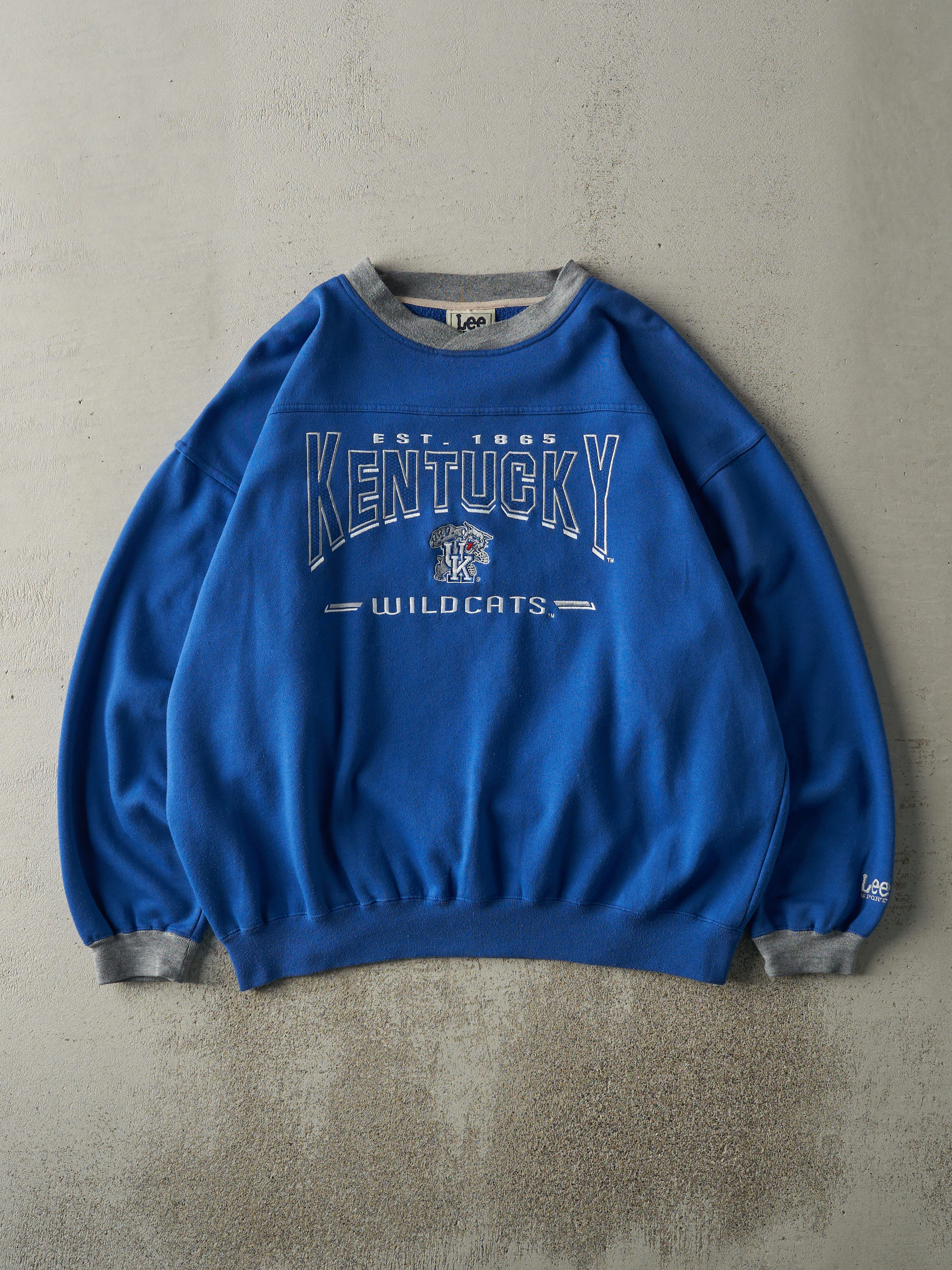 Vintage Y2K Blue University of Kentucky Wildcats Embroidered Crewneck (XL/XXL) sold by Rebalance Vintage