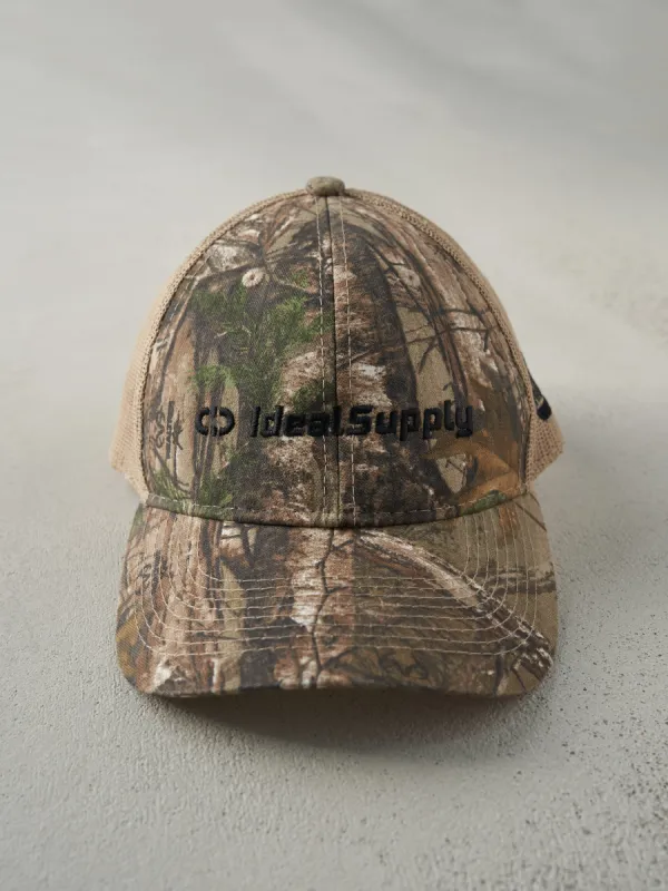 Vintage Y2K Brown Camo Realtree x Napa Embroidered Logo Trucker Hat sold by Rebalance Vintage