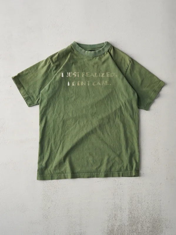 Vintage Olive Green "I Just Realized I Don't Care" Tee (S/M) sold by Rebalance Vintage