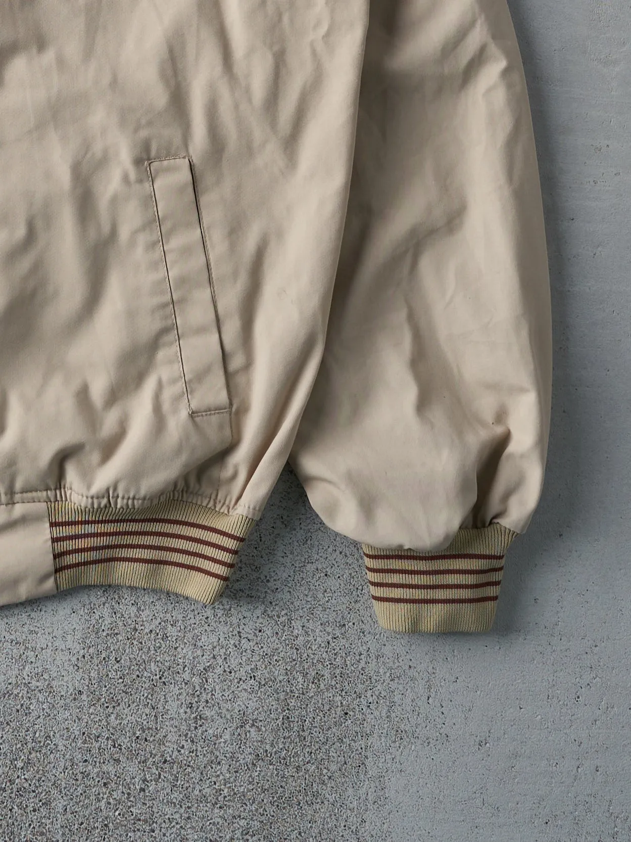 Vintage 90s Beige Striped Collared Bomber Jacket (M) sold by Rebalance Vintage product image thumbnail 3