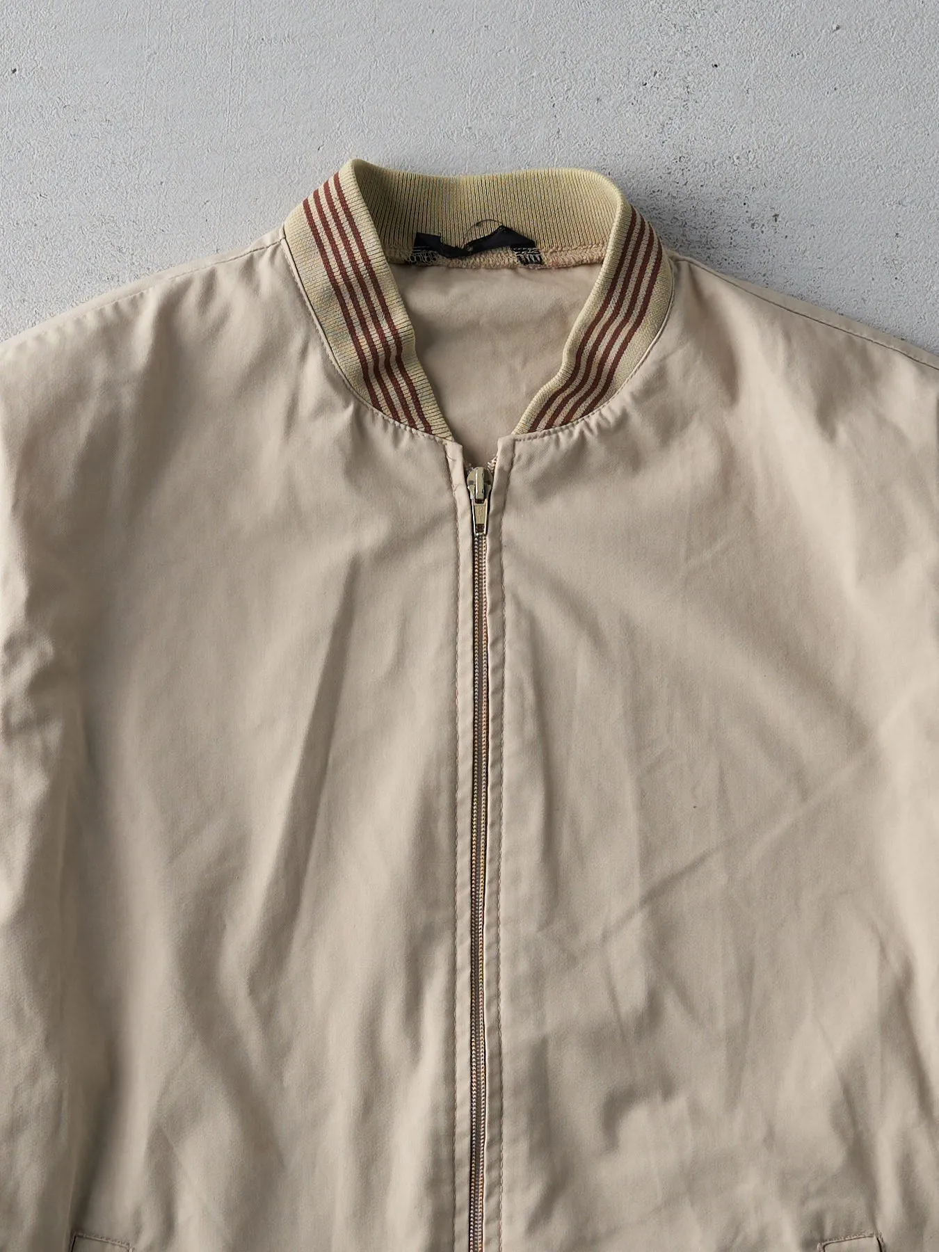 Vintage 90s Beige Striped Collared Bomber Jacket (M) sold by Rebalance Vintage product image thumbnail 2