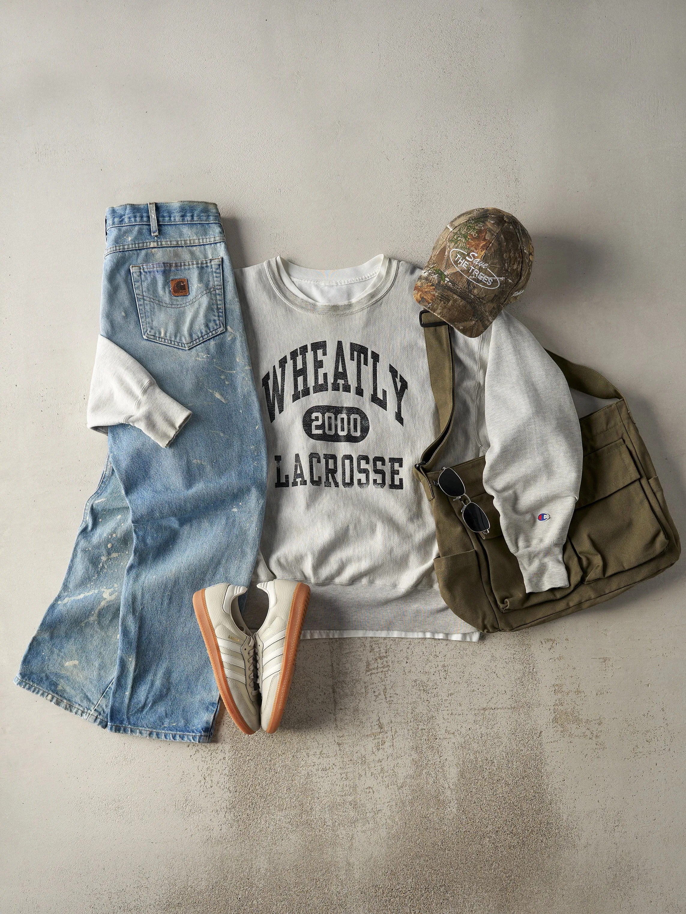 Vintage 00' Heather Grey Lacrosse Champion Reverse Weave Crewneck (XL) sold by Rebalance Vintage product image thumbnail 2