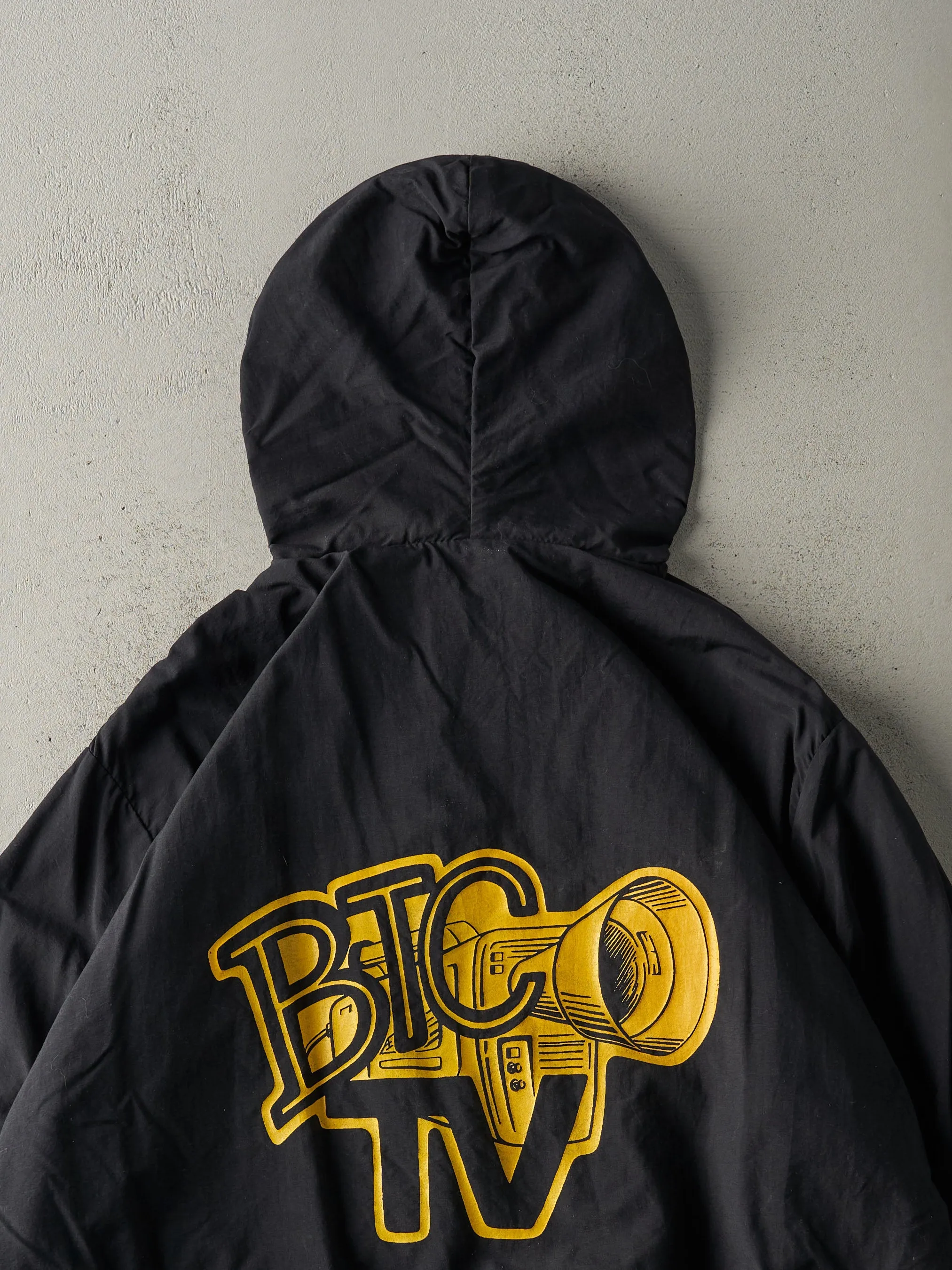 Vintage 90s Black & Yellow Quarter Zip Hooded Bomber Jacket (XXL) sold by Rebalance Vintage product image thumbnail 4