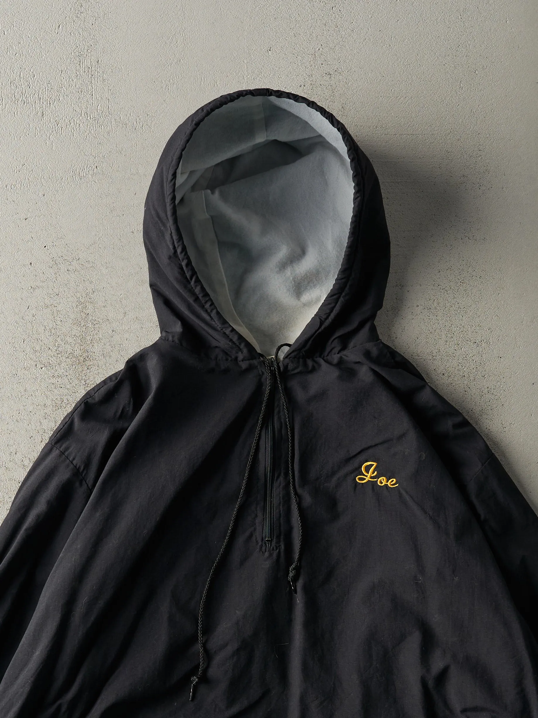 Vintage 90s Black & Yellow Quarter Zip Hooded Bomber Jacket (XXL) sold by Rebalance Vintage product image thumbnail 3