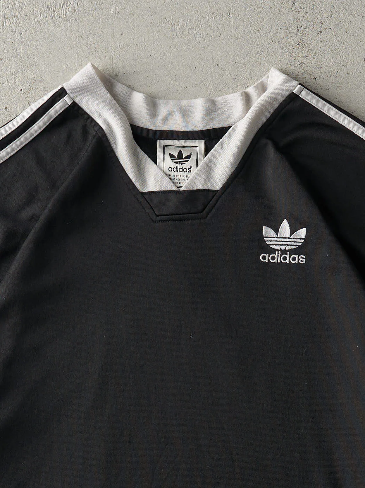 Vintage Y2K Black Embroidered Adidas Soccer Jersey (L) sold by Rebalance Vintage product image thumbnail 2