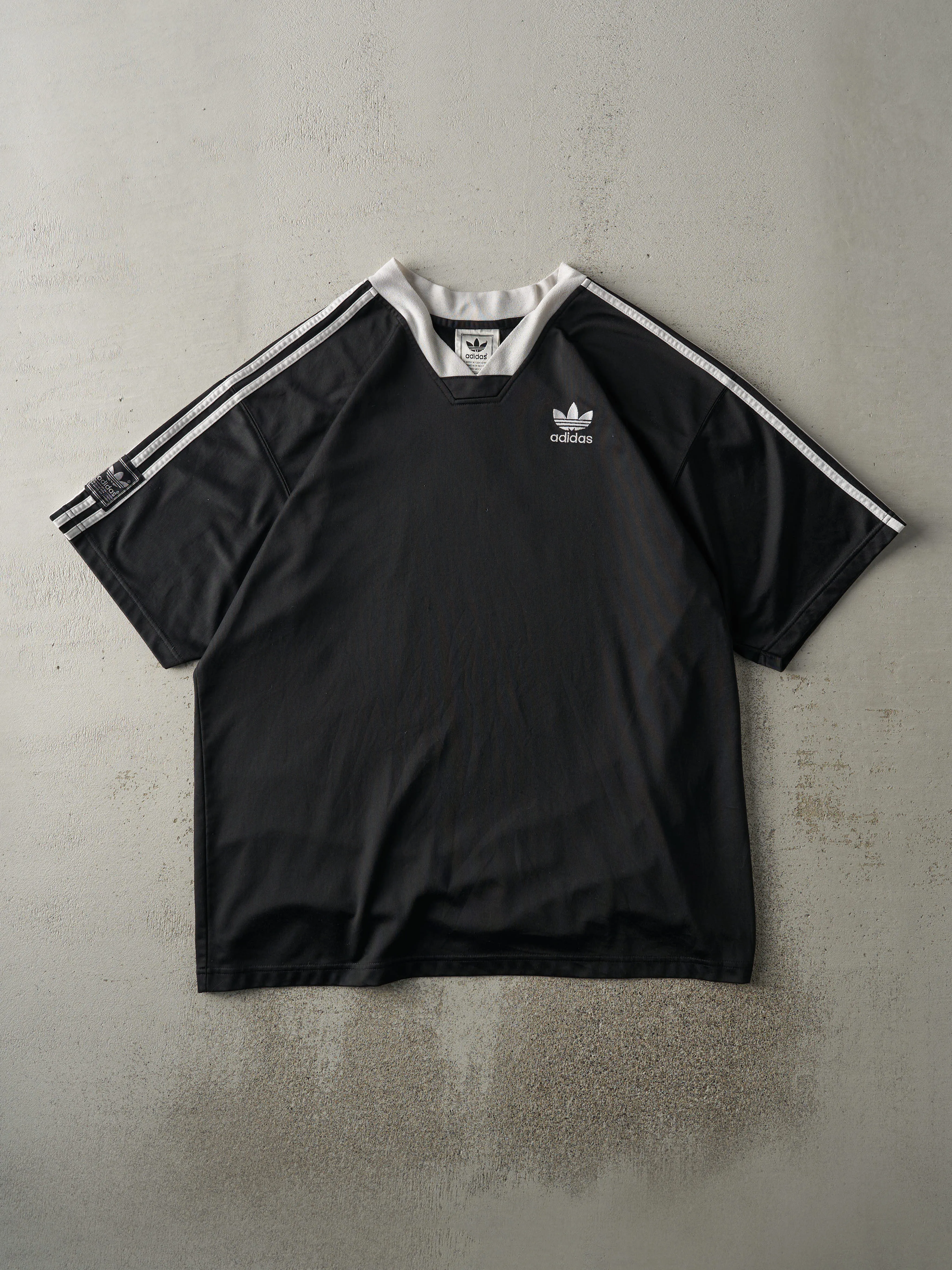 Vintage Y2K Black Embroidered Adidas Soccer Jersey (L) sold by Rebalance Vintage