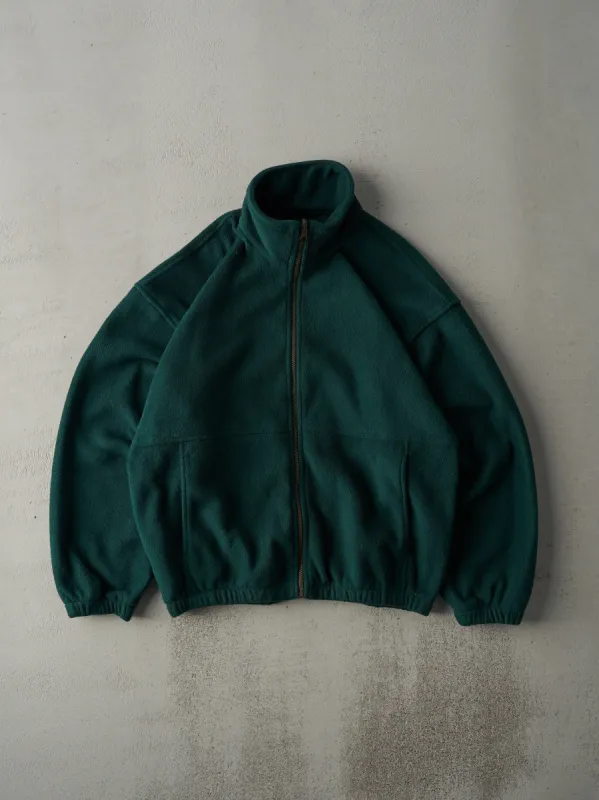 Vintage 90s Forest Green Zip Up Fleece Sweater (L) sold by Rebalance Vintage