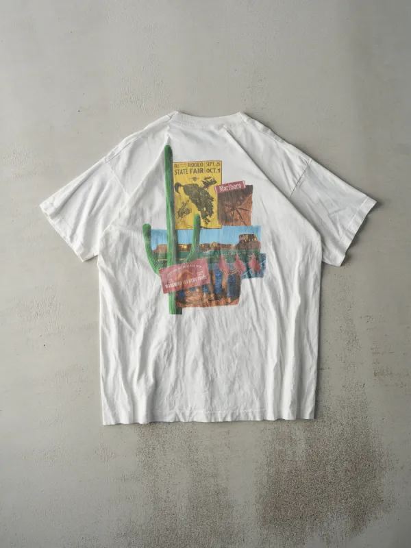 Vintage 90s White Marlboro Single Stitch Pocket Tee (L) sold by Rebalance Vintage