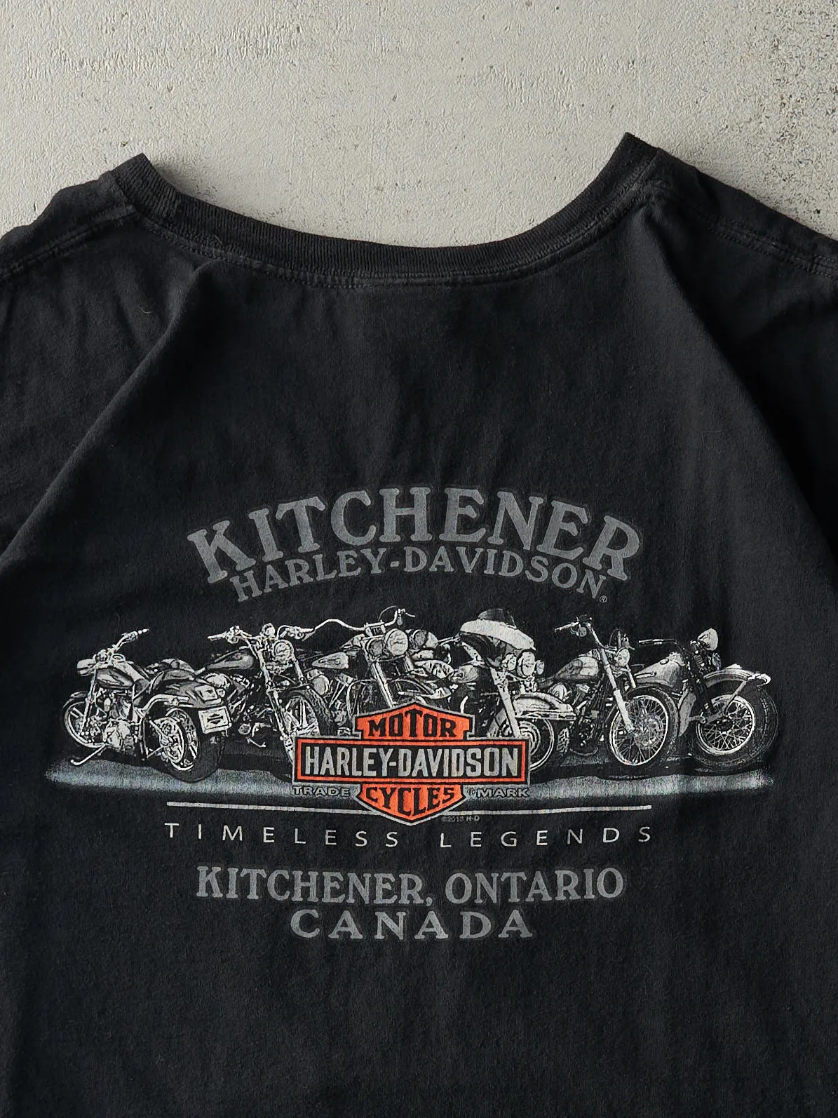 13' Black Kitchener Ontario Harley Davidson Boxy Tee (XL) sold by Rebalance Vintage product image thumbnail 4