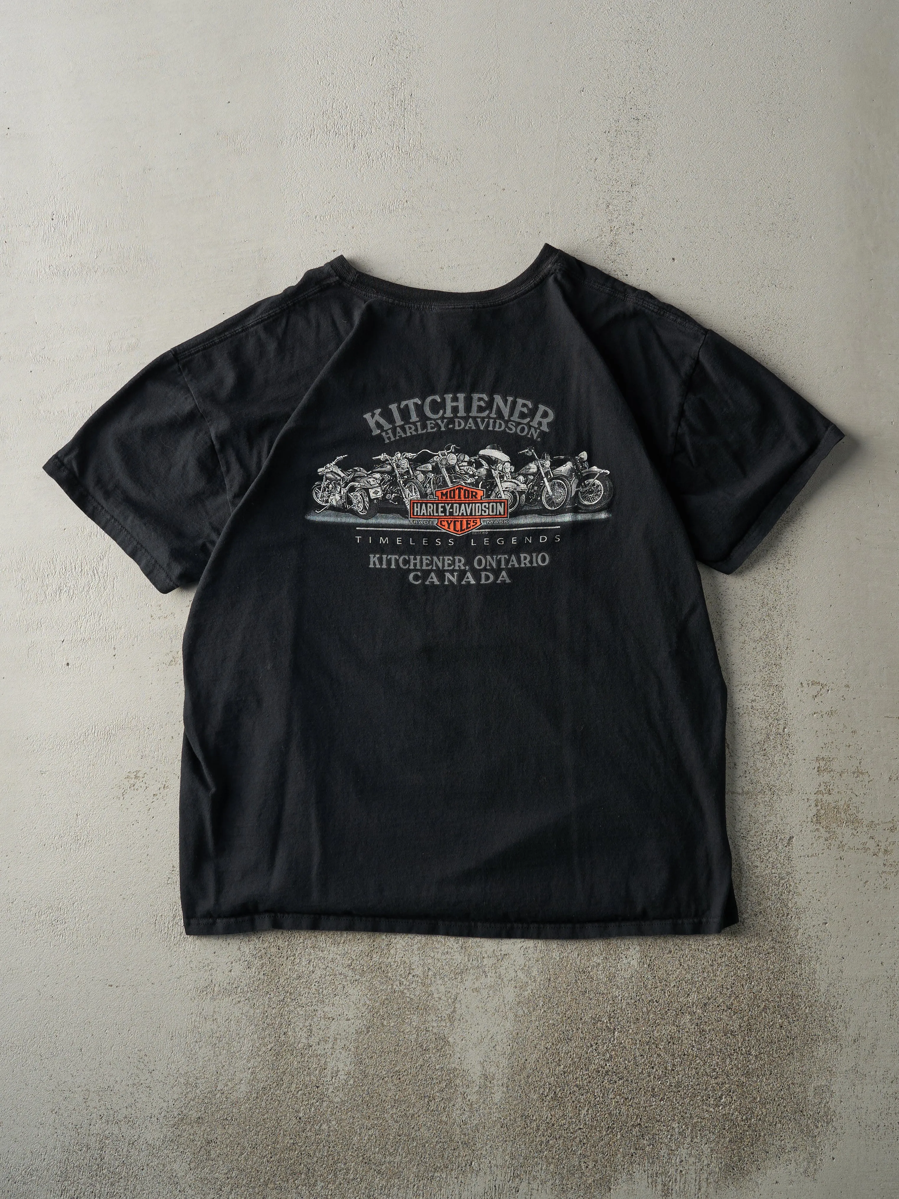 13' Black Kitchener Ontario Harley Davidson Boxy Tee (XL) sold by Rebalance Vintage product image thumbnail 2